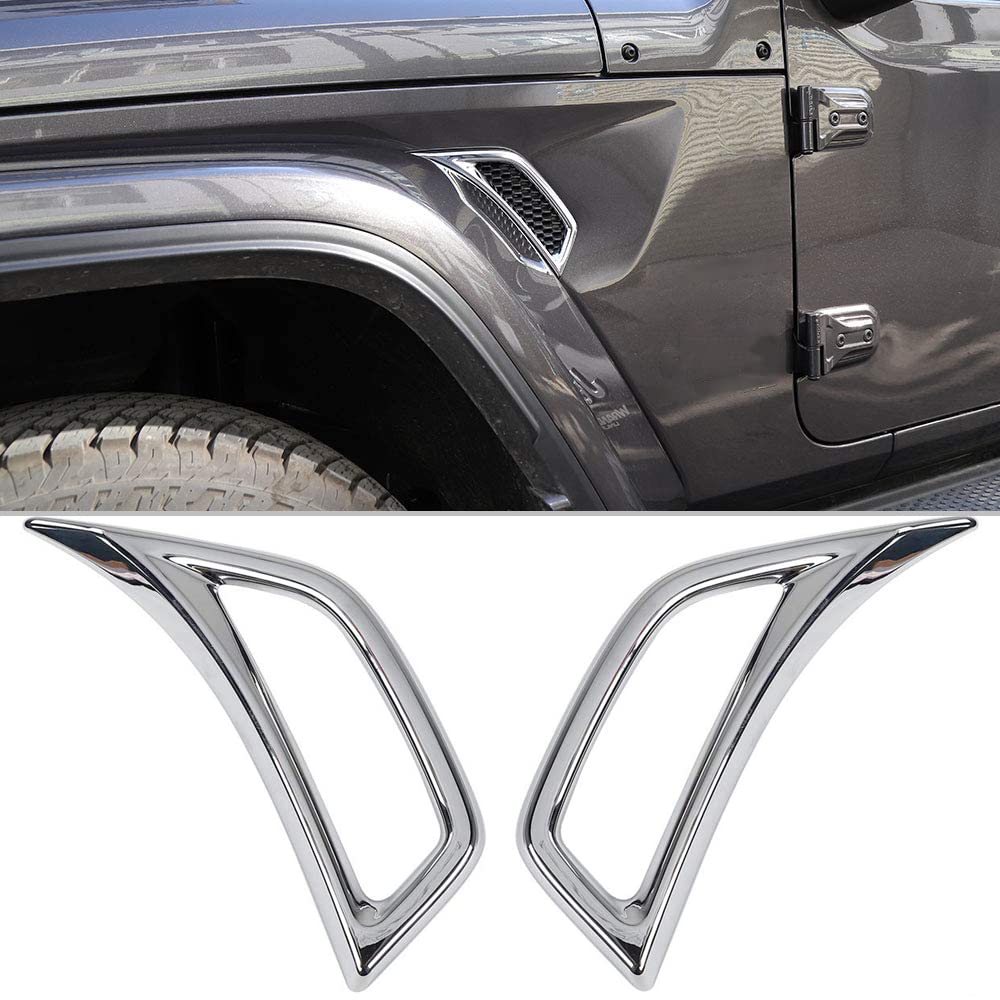 Jeep Wrangler JL JLU & Gladiator JT Side Fender Vent Decal Trim Cover - Chrome Exterior Accessories (2018-2024) 2pcs - Off-Road Style Upgrade for Enhanced Appearance