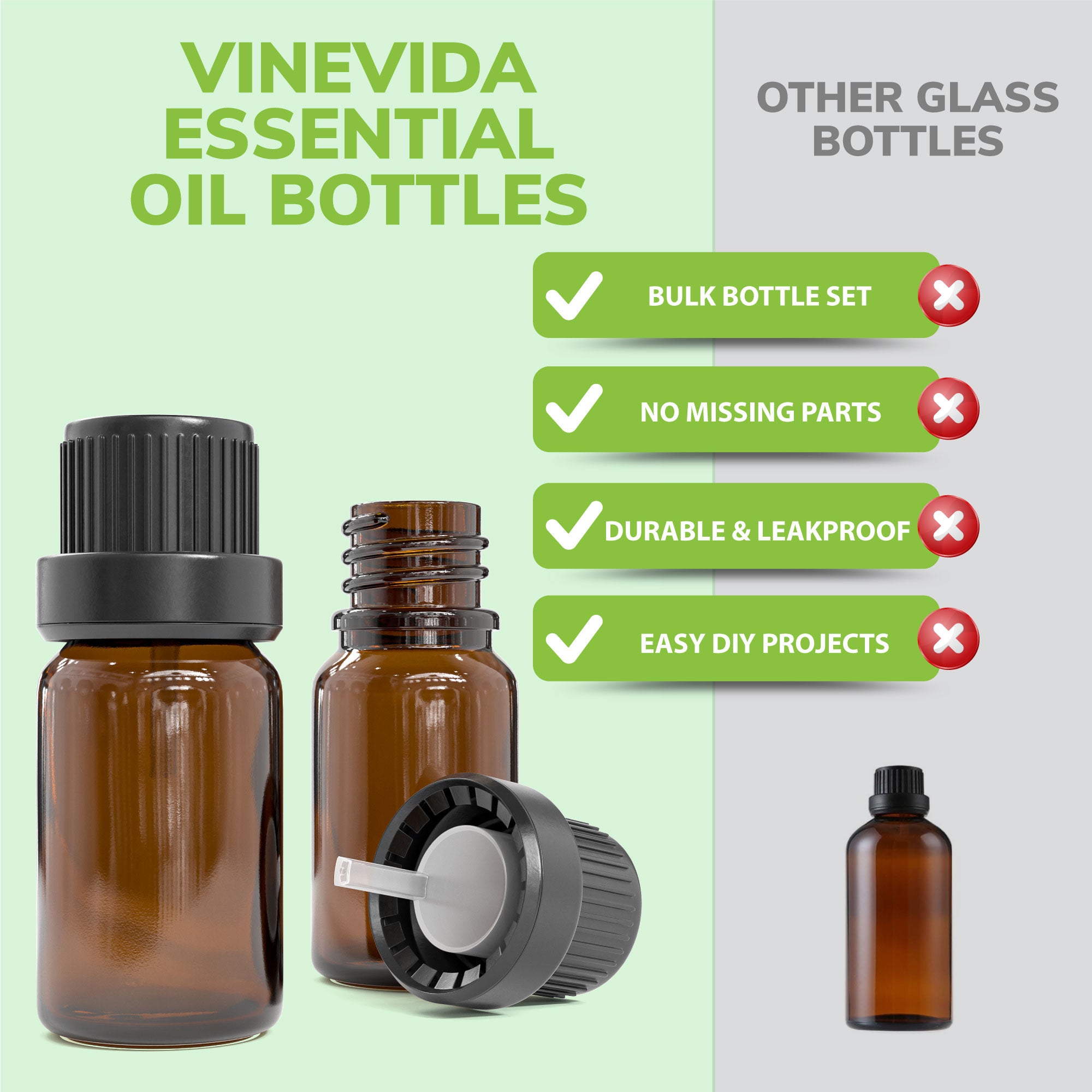 10mL Empty Essential Oil Bottles Without Caps - Refillable Glass Dropper Bottles for DIY Aromatherapy, Perfume & Travel Size Liquids