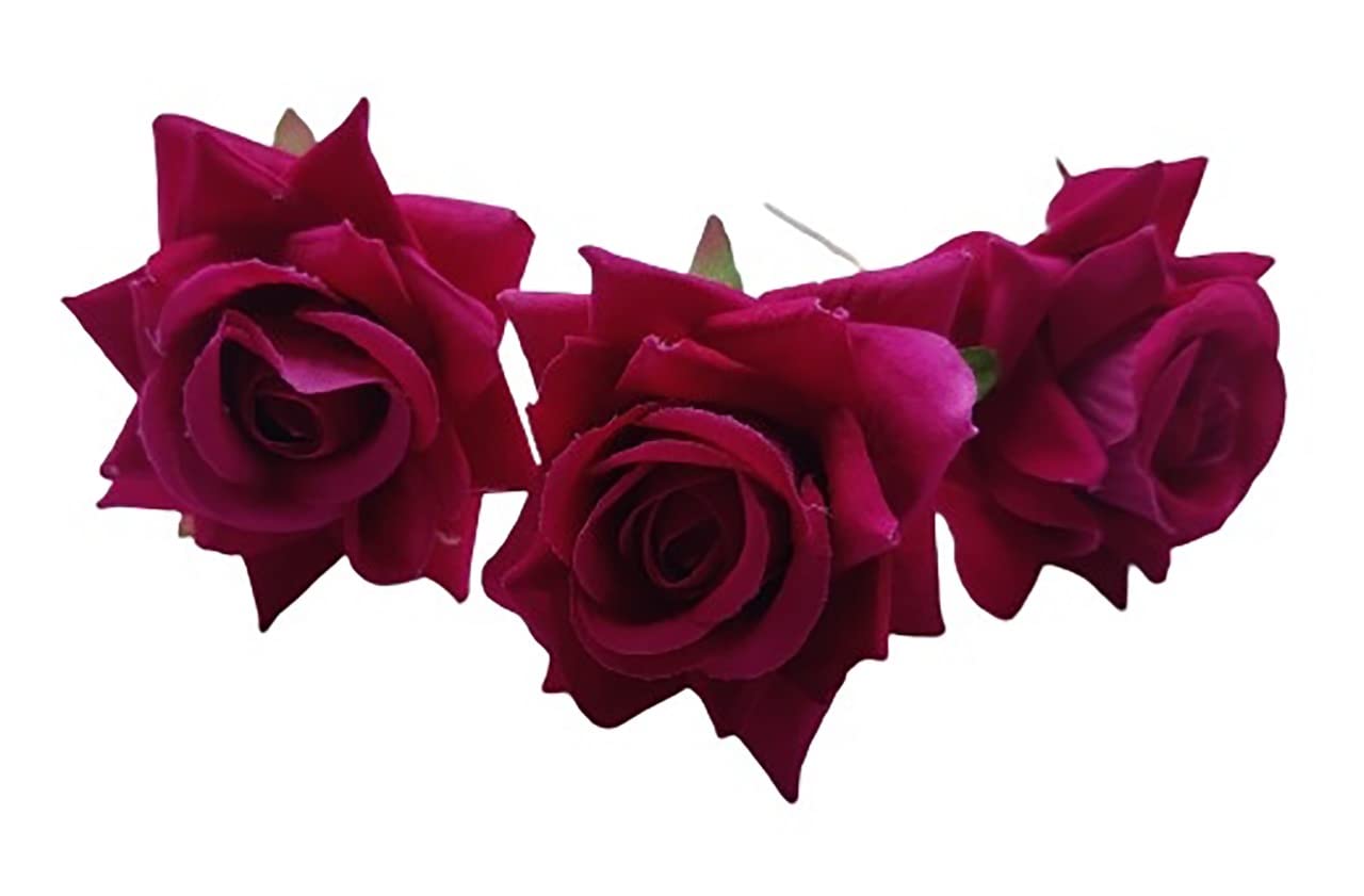 Artificial Mogra Plastic Rose Flowers - Dark Pink Fake Roses for Home Decor, Wedding, Party & Gifts | Girls & Women's Decorative Accessories