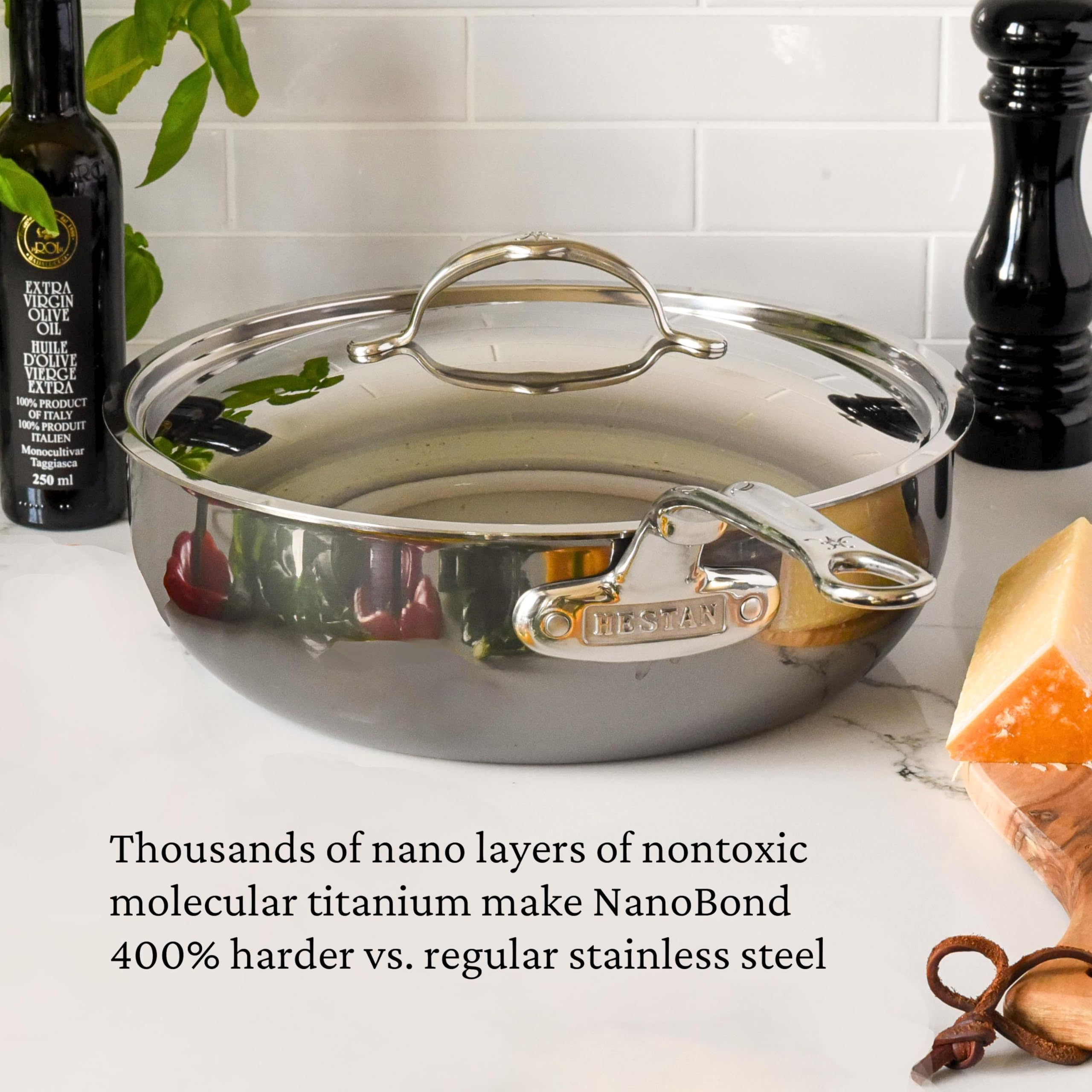 Hestan NanoBond Titanium All-in-One Pan 3.5 Quart - Induction Cooktop Compatible Nonstick Skillet - Perfect for Sautéing, Frying & Cooking Family Meals