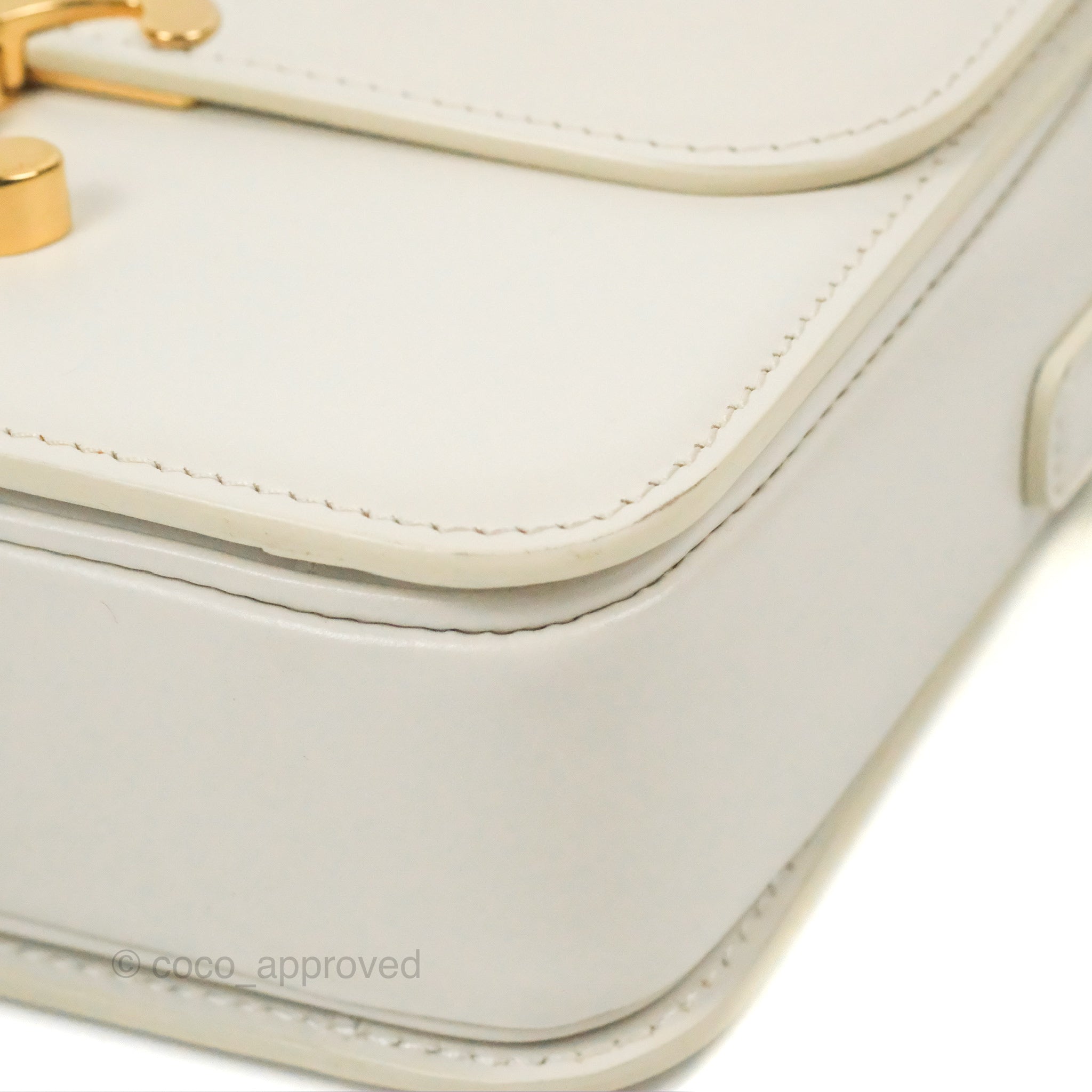 Celine Teen Triomphe Bag in Shiny White Calfskin Leather - Perfect for Everyday Use, Work & Special Occasions