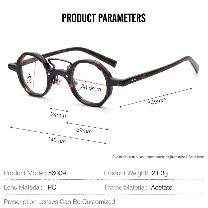 Aror Unisex Full Rim Oval Double Bridge Acetate Titanium Eyeglasses Frame 56499 - Lightweight & Durable Eyewear for Work, Reading, and Fashion Accessories