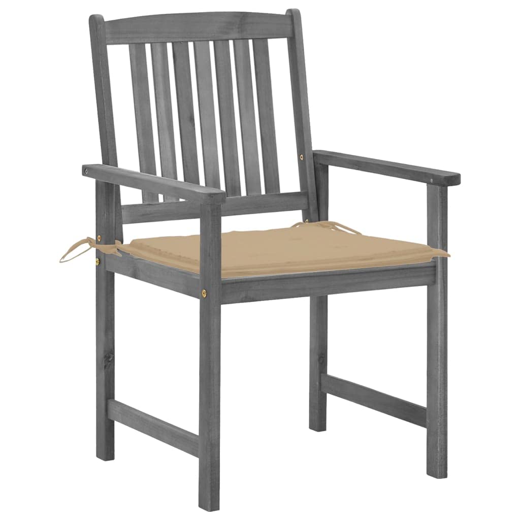 CHARMMA 2-Piece Gray Acacia Wood Patio Chairs with Cushions - Outdoor Dining Set for Garden, Poolside, and Backyard Relaxation