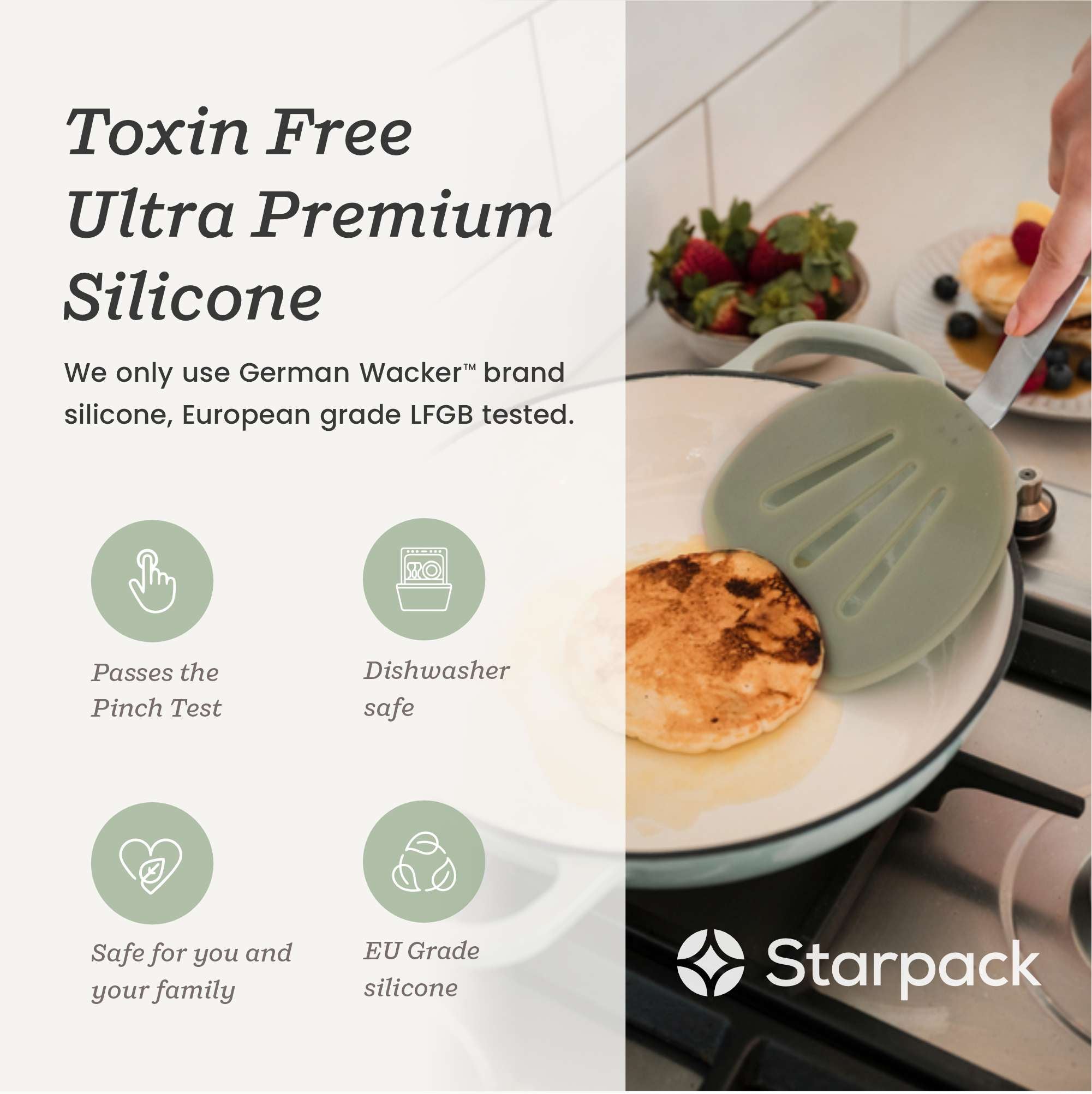 Flex & Flip | Extra Wide Silicone Turner Spatula - Perfect for Flipping Pancakes, Burgers & Eggs in Nonstick Pans