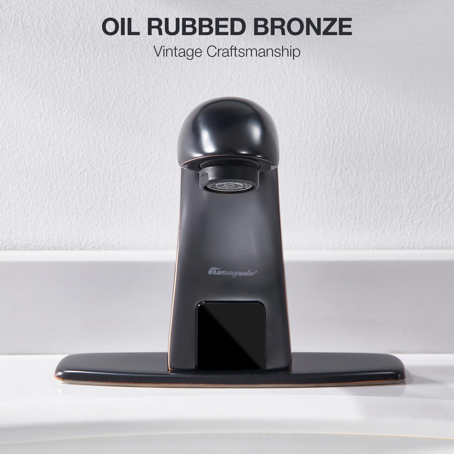 Automatic Sensor Touchless Bathroom Sink Faucet - Motion Activated Hands-Free Faucet with Hole Cover Plate in Oil Rubbed Bronze Finish for Modern & Hygienic Bathrooms