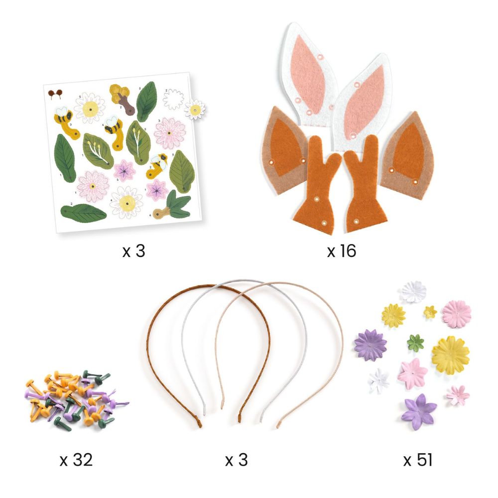 DIY Flower Friends Headband Kit - 3 Creative Headbands to Make for Kids, Girls, and Teens - Perfect for Birthday Parties, Dress-Up, and Arts & Crafts Activities