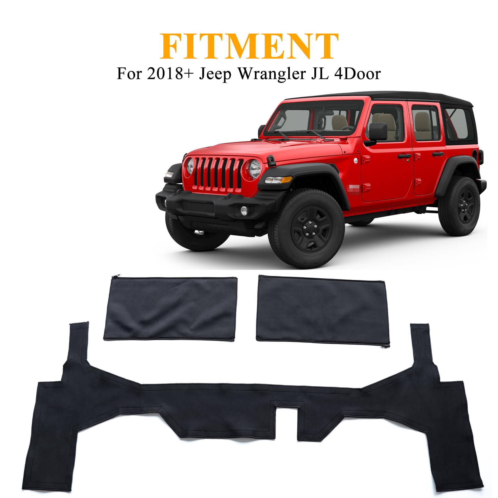 Jeep Wrangler JL Roll Bar Covers 4PCS (2018-2023 4 Door) - Scratch Protection for Roll Cage & Interior, Durable Accessories for Off-Road & Daily Driving