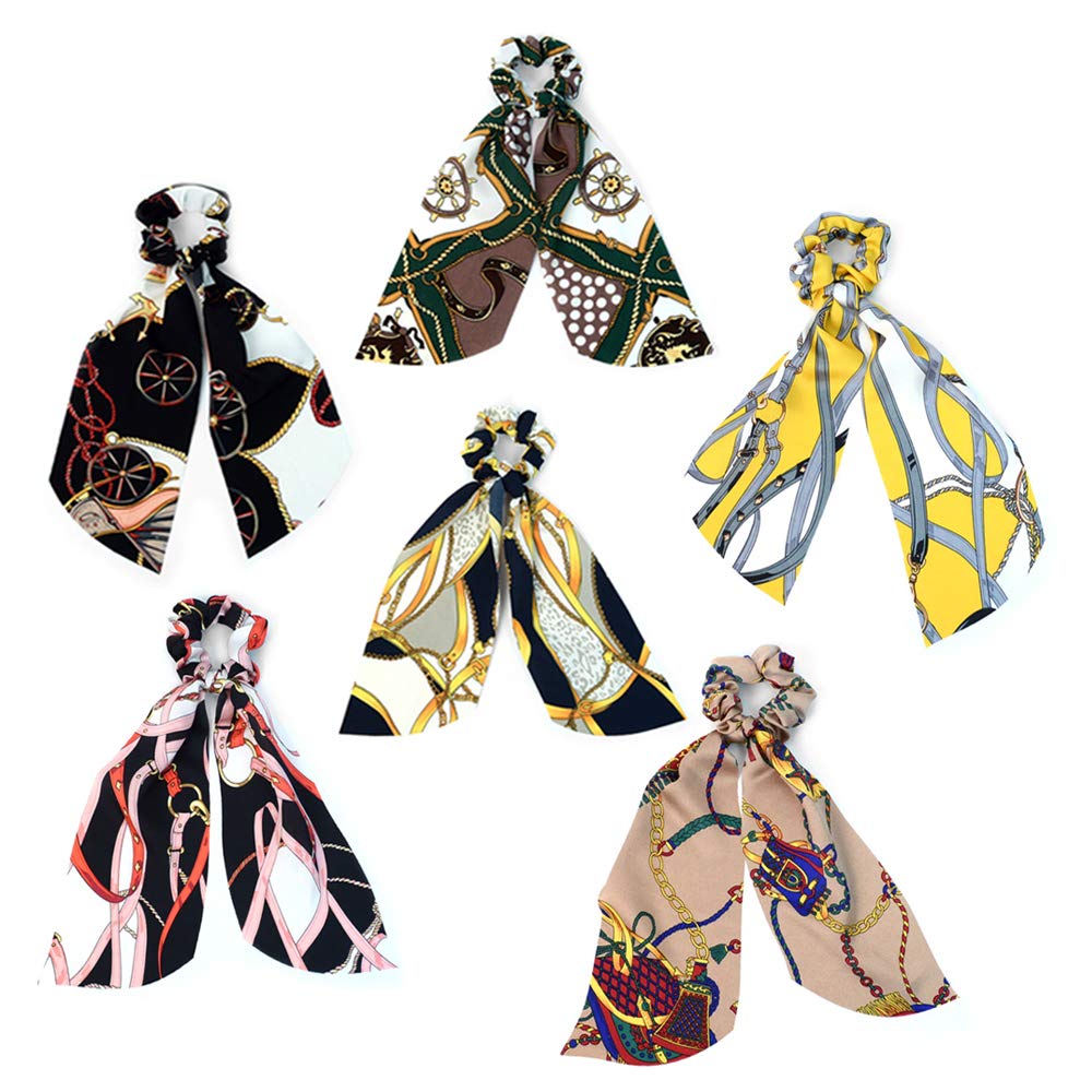 6-Piece Satin Silk Hair Scrunchies - Soft Elastic Ponytail Holders & Headband Ties for Women & Girls (Perfect for Workouts, Yoga, Office & Everyday Styling)