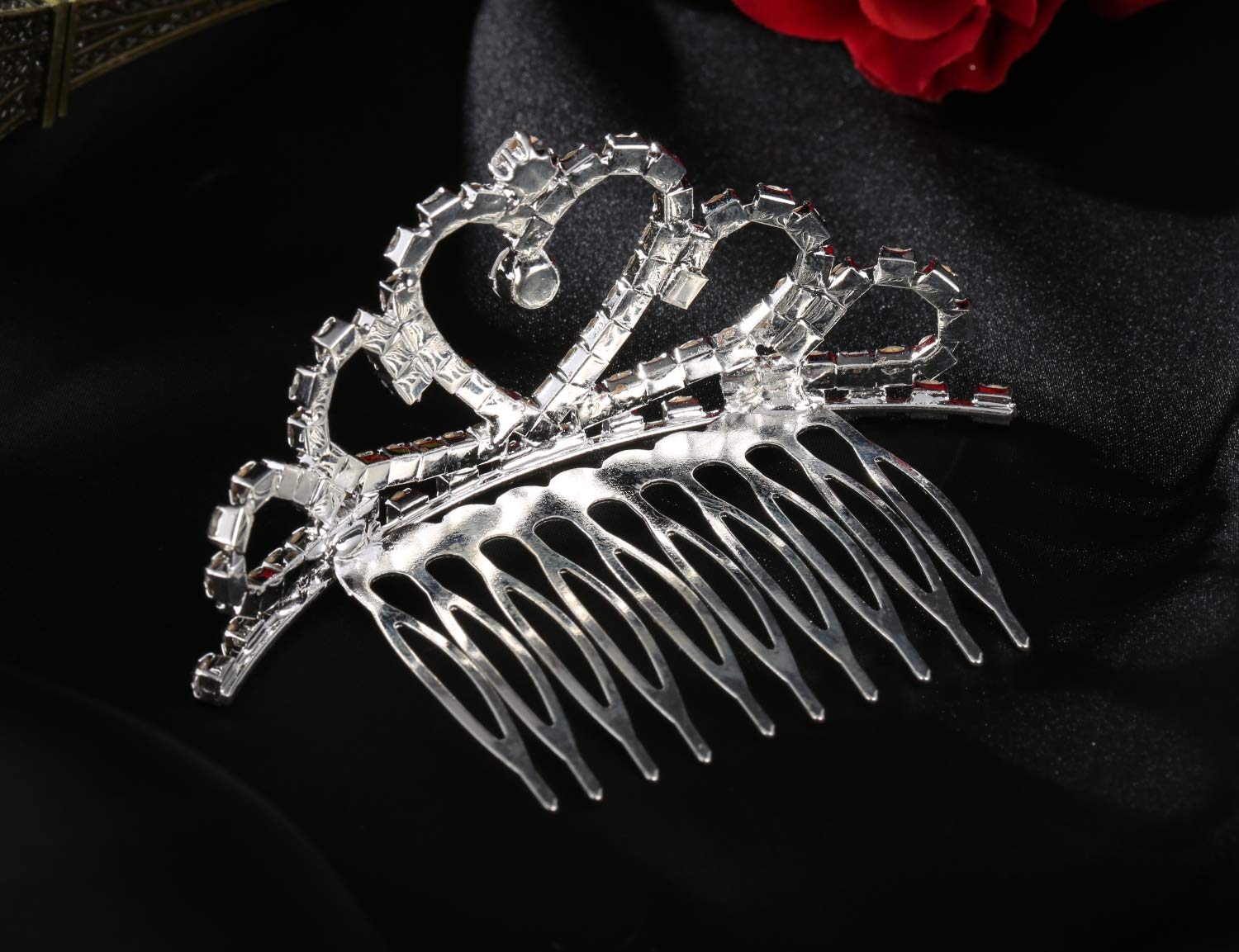 Lovelyshop 6 Pack Mini Heart Rhinestone Tiaras for Wedding Bride Prom Birthday Pageant Princess Party - Sparkly Hair Crowns for Women Girls Special Occasions