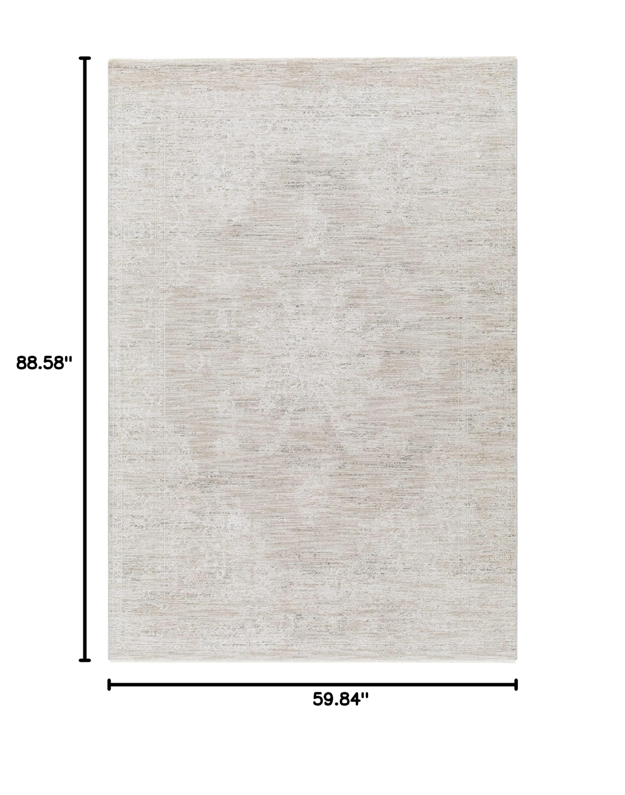 Hauteloom Monto Traditional Gray and Beige Area Rug 5' x 7'5