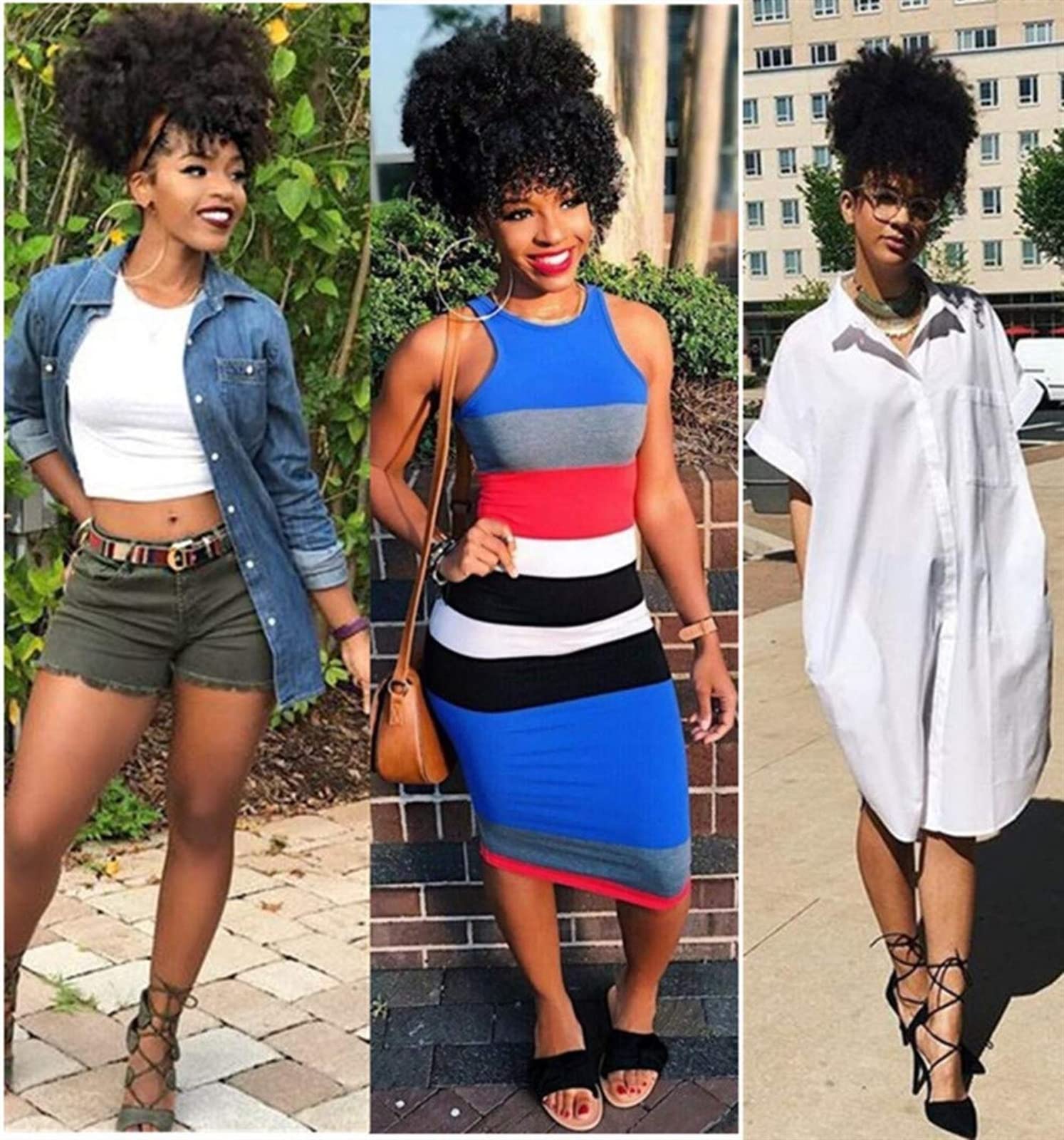 Afro High Puff Synthetic Hair Bun with Bangs - Kinky Curly Drawstring Ponytail Extension for Black Women | Clip-in Chignon for Natural Hairstyles | Perfect for Protective Styling, Everyday Wear & Special Occasions