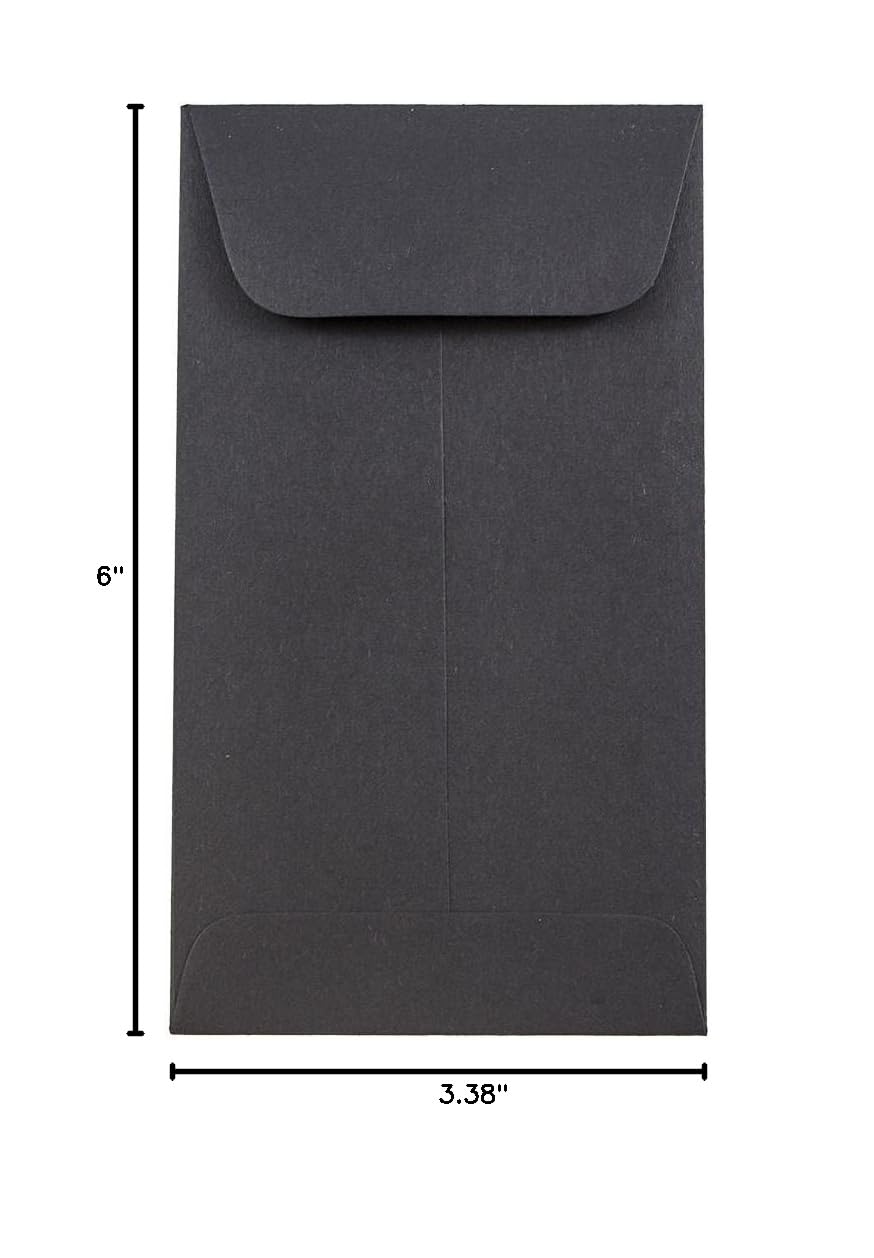 Premium JAM PAPER #6 Coin Business Envelopes - 3 3/8 x 6 Inches - Smooth Black Finish - Bulk Pack of 1000/Carton - Perfect for Mailing Coins, Cash, Checks, and Business Documents