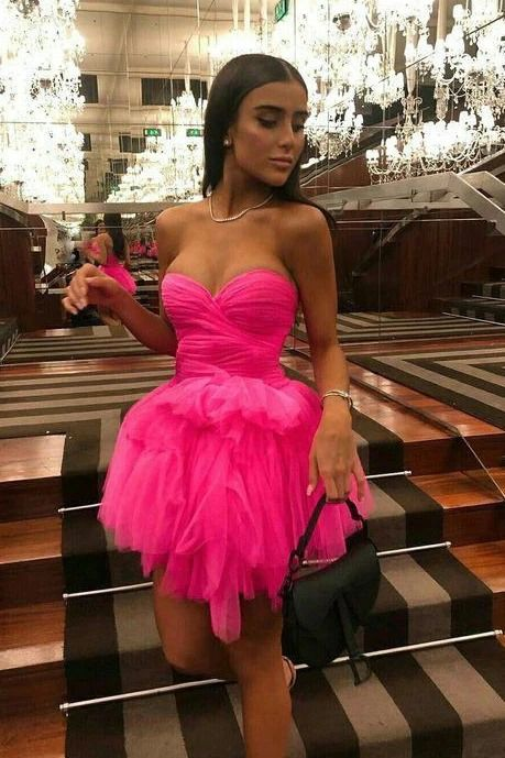 Hot Pink Sweetheart Tulle Homecoming Dress | Short Graduation Dresses for Teens | J3717 | Perfect for Prom, Party & Special Occasions