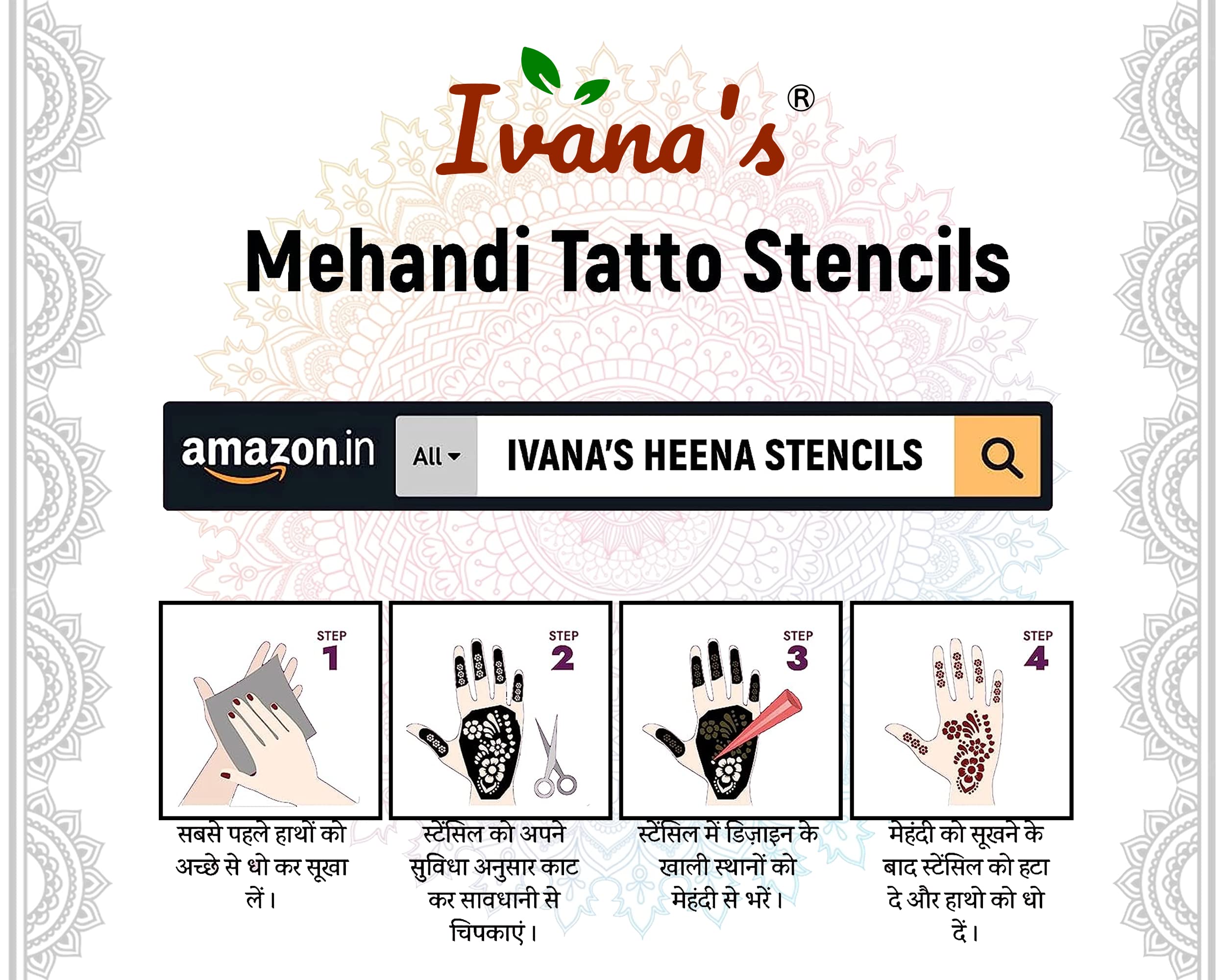 20Pcs Reusable Henna Stencil Kit - Latest Mehandi Designs for Girls, Women, Kids & Teens | Perfect for Parties, Weddings & Festive Body Art (D-2020)