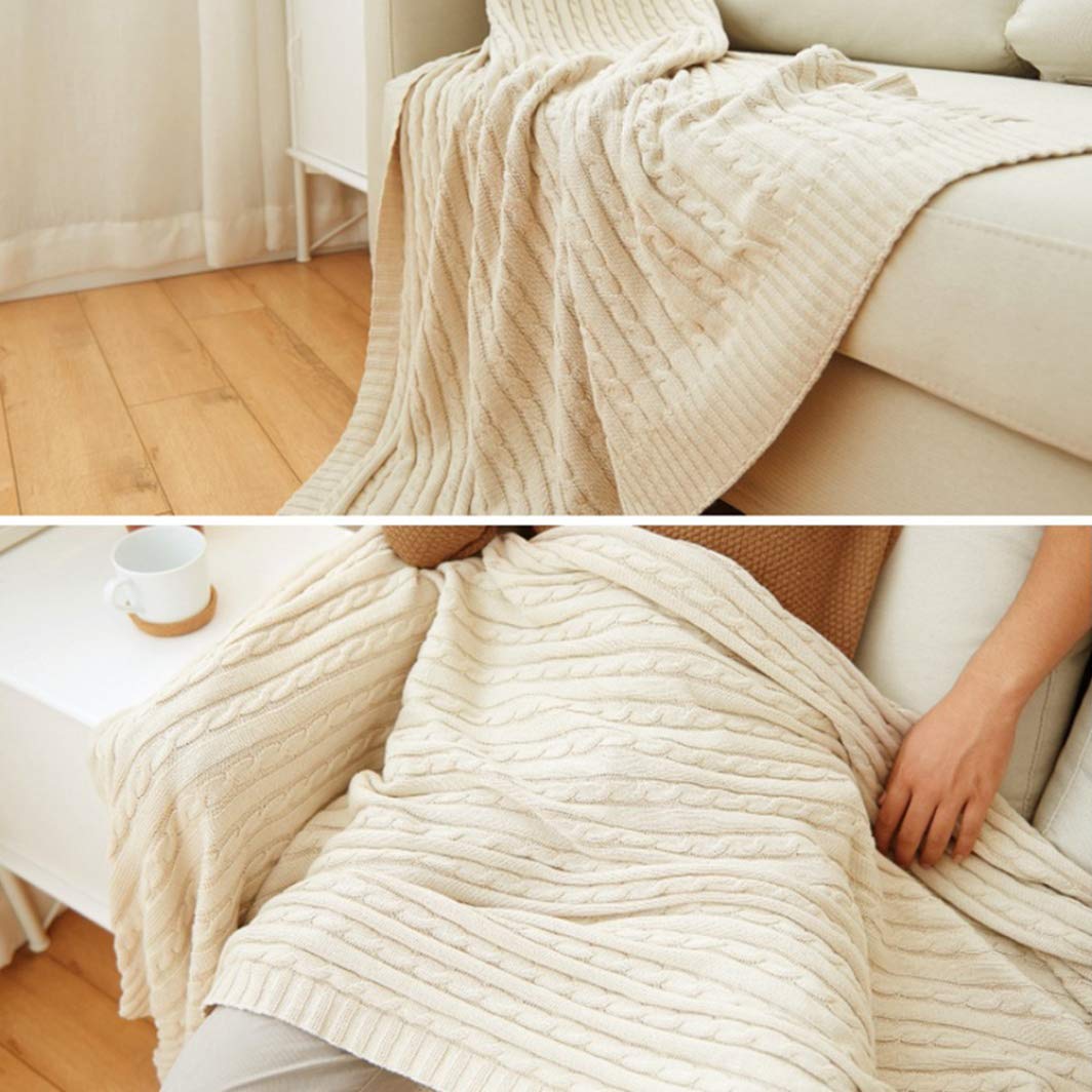 Soft Cotton Knitted Blanket - Cozy Throw for Couch, Bed & Office - Breathable Comfy Bedspread for Living Room, Sleeping & Relaxation - Perfect for Winter Nights, Movie Time & Home Decor