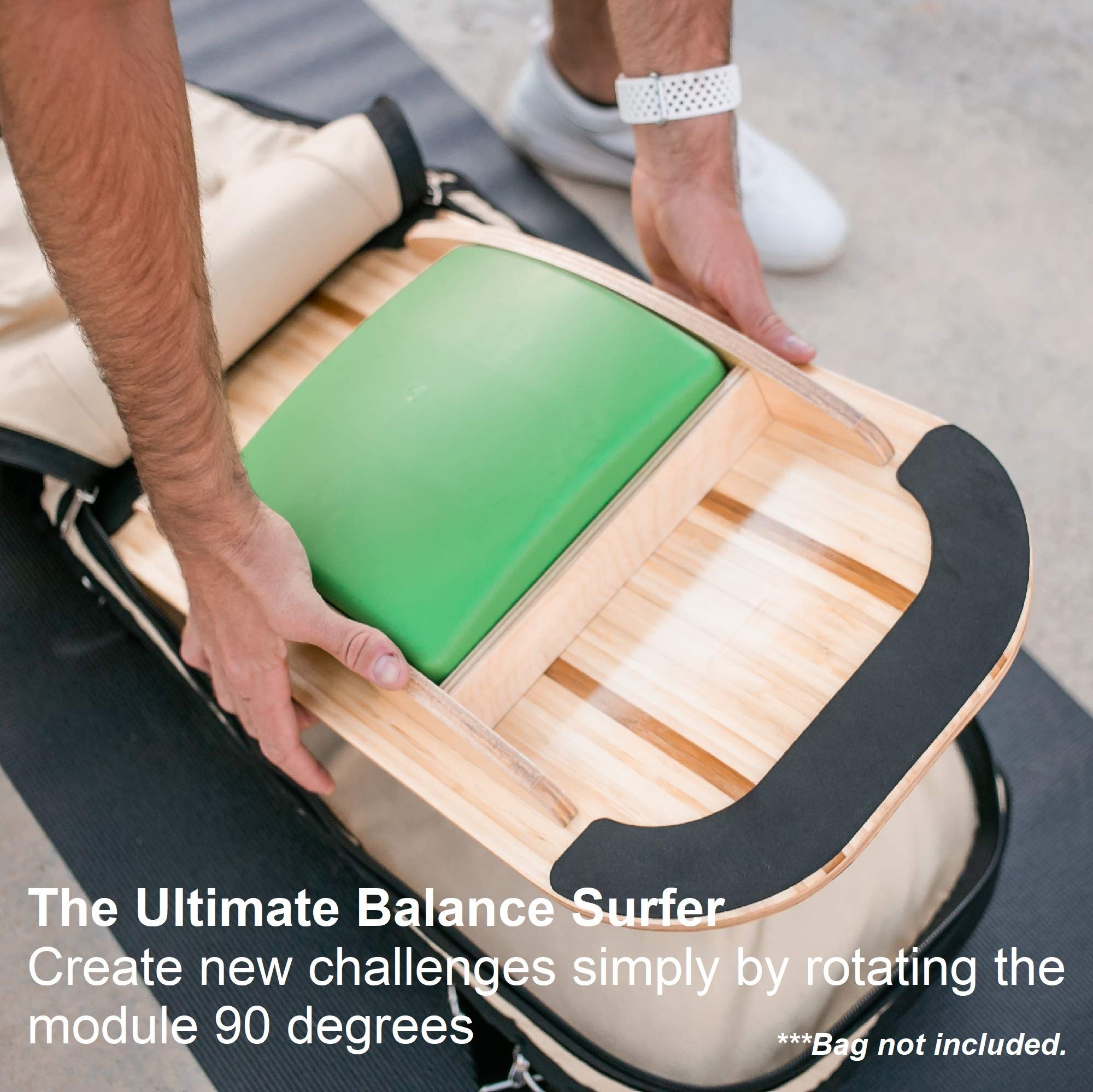 Adjustable Wooden Balance Board - Blue Planet Balance Surfer for Office, Standing Desk, Surfing, SUP, Yoga & Fitness - Improve Core Strength & Stability for Workouts & Active Lifestyle