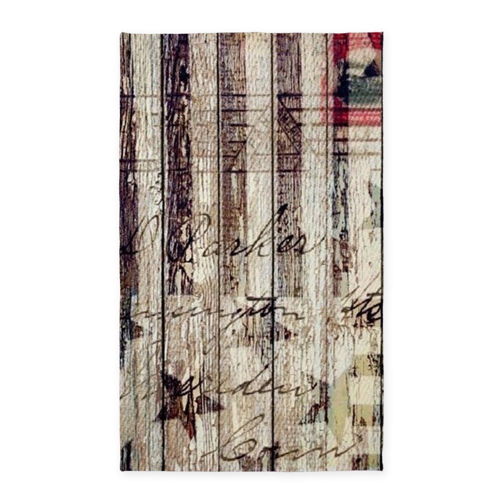 Rustic Americana Barn Wood Area Rug - Decorative Fabric Throw Rug for Living Room, Bedroom & Home Decor