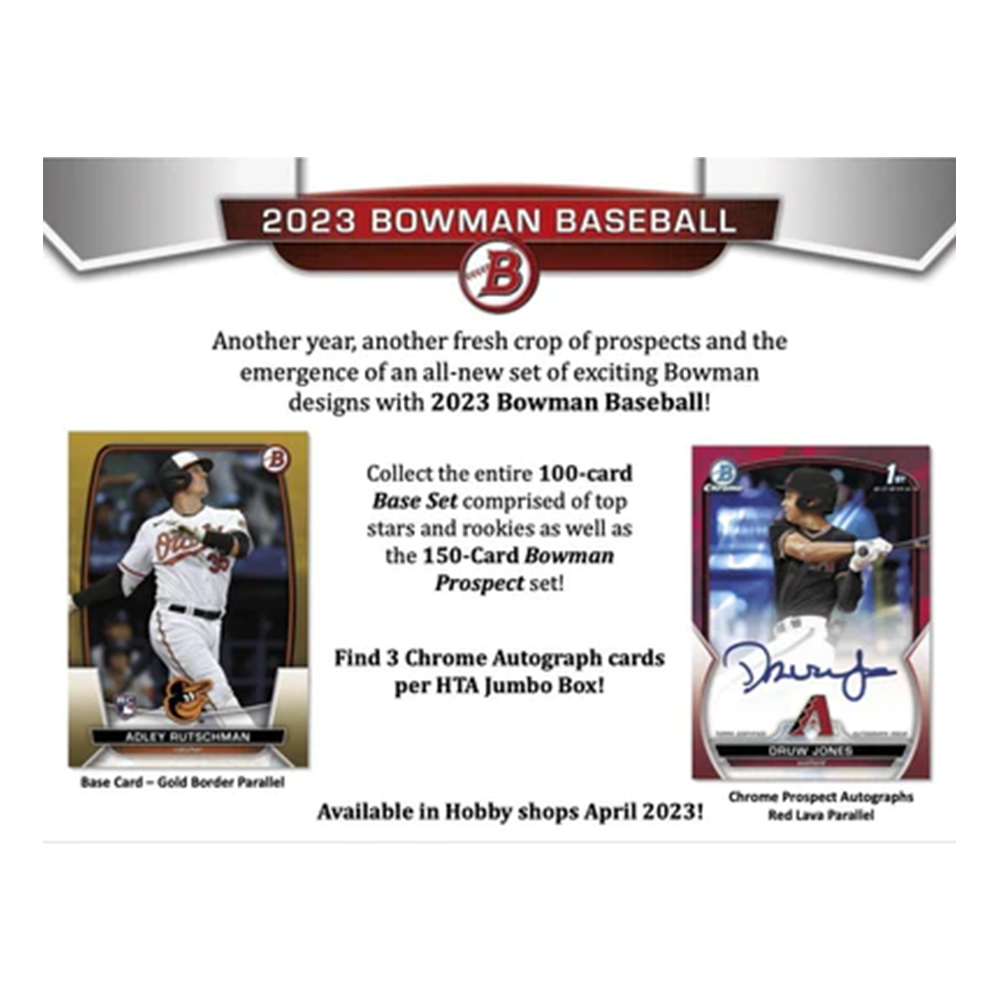 2023 Bowman Baseball Hobby Jumbo Box - 24 Packs with Autographs & Rookie Cards - Perfect for Collectors & Fantasy Baseball Fans