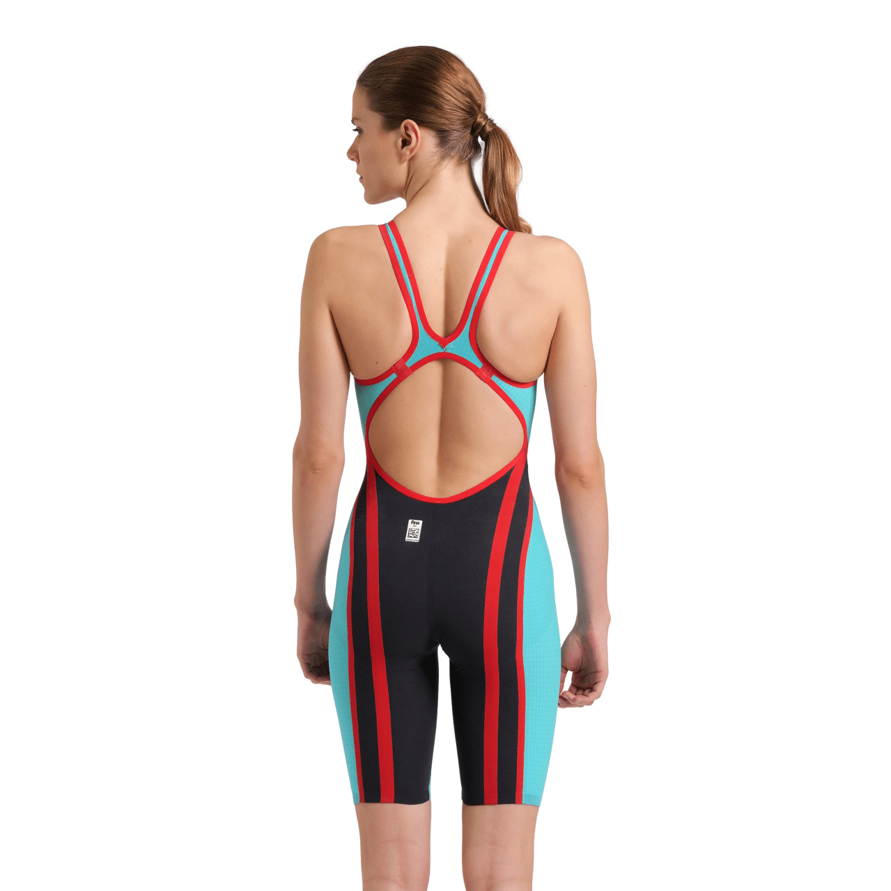 Arena Women's Powerskin Carbon Core FX Open Back Kneeskin Swimsuit - High-Performance Competition Swimwear in Turquoise & Metallic for Professional Swimmers & Triathletes