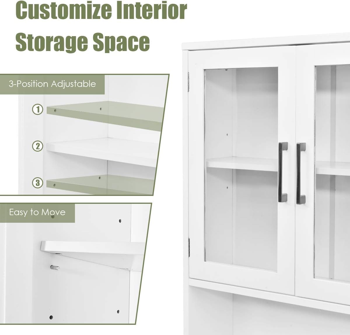 FCH Carved Double Door Toilet Cabinet - Over The Toilet Bathroom Storage Organizer with Drop Door, Space Saving Bathroom Shelves for Home | Perfect for Small Bathrooms, Apartments & Powder Rooms