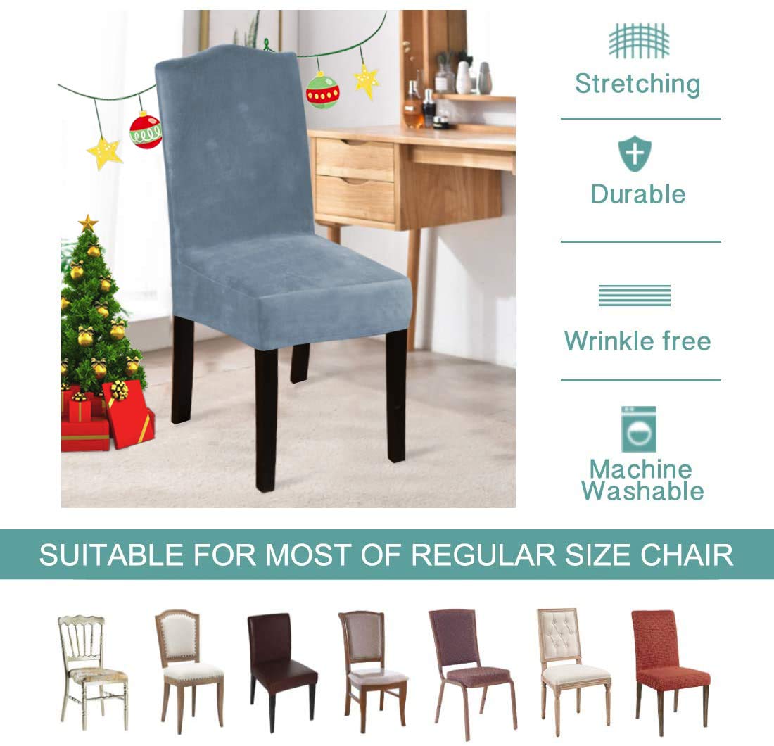 **Luxury Velvet Dining Chair Covers Set of 4 - Turquoise Removable Slipcovers for Parson Chairs, Kitchen, Hotel & Wedding Ceremony - Stone Blue Elegant Seat Protectors for Home & Event Decor**