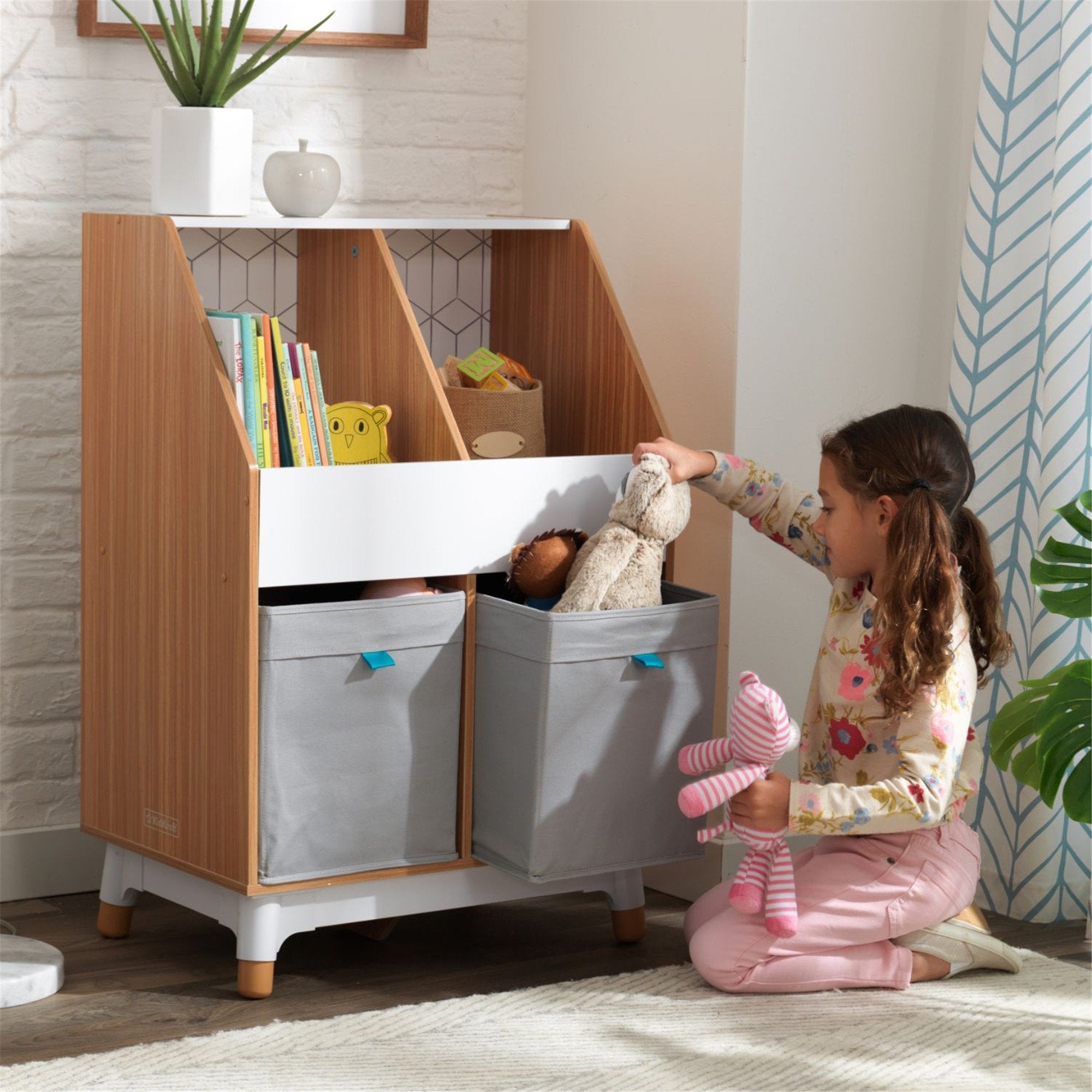 KidKraft Mid Century Modern Toy Storage Bin - Kids Room Organization Solution for Toys, Books & Clothes | Perfect for Playrooms, Bedrooms & Daycares