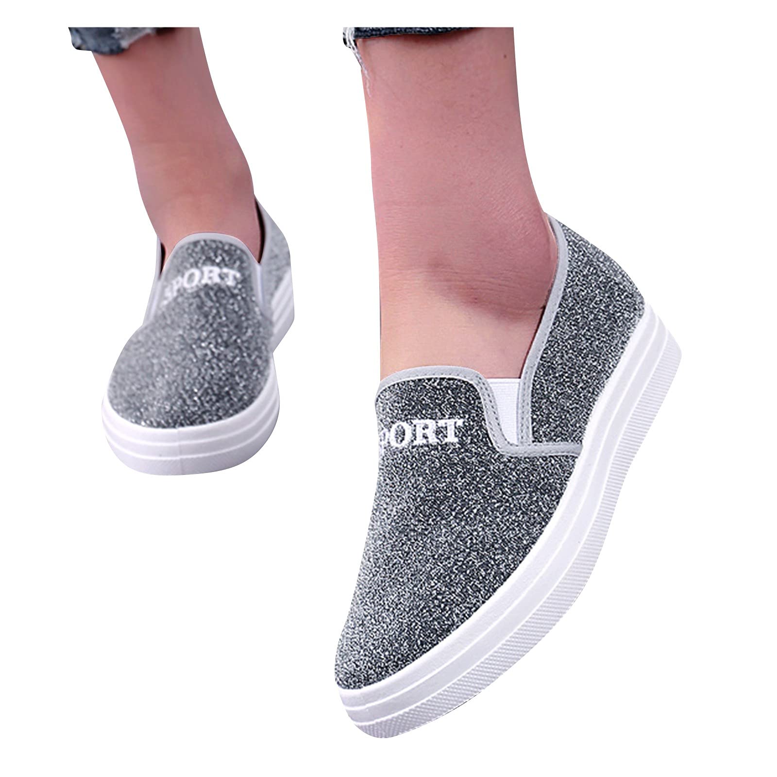 Women's Black Flats Shoes - Dressy Comfort Slip-On Loafers, Breathable Casual Shoes for Women, Round Toe Platform Flats Size 9 | Perfect for Office, Travel & Everyday Wear