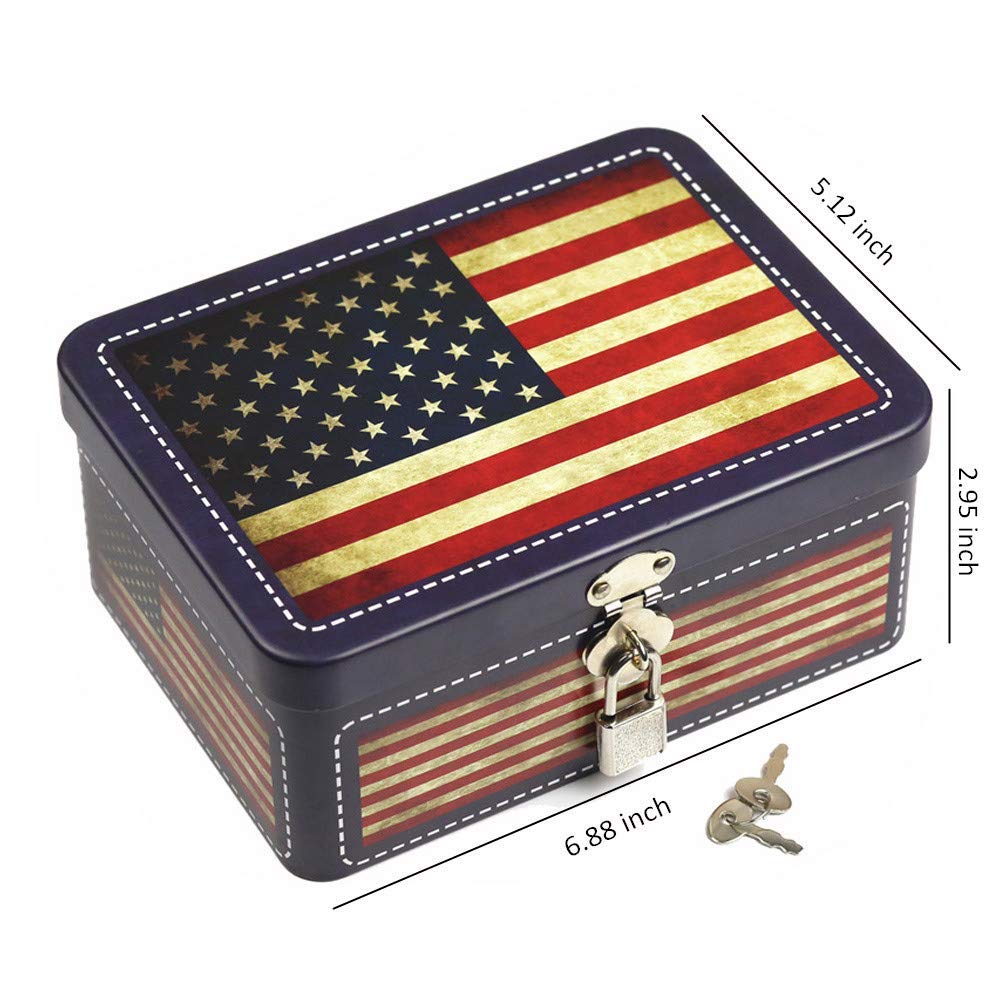 Vintage Tin Storage Box with Padlock - Kitchen, Office & Gift Organizer for Candy, Tea, Jewelry