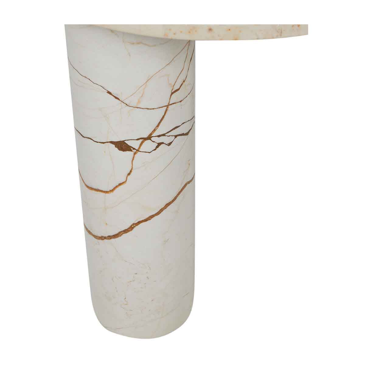 Amara Round Leg Marble Side Table - Modern Accent End Table for Living Room, Bedroom & Office - Durable Marble Top with Sturdy Metal Base