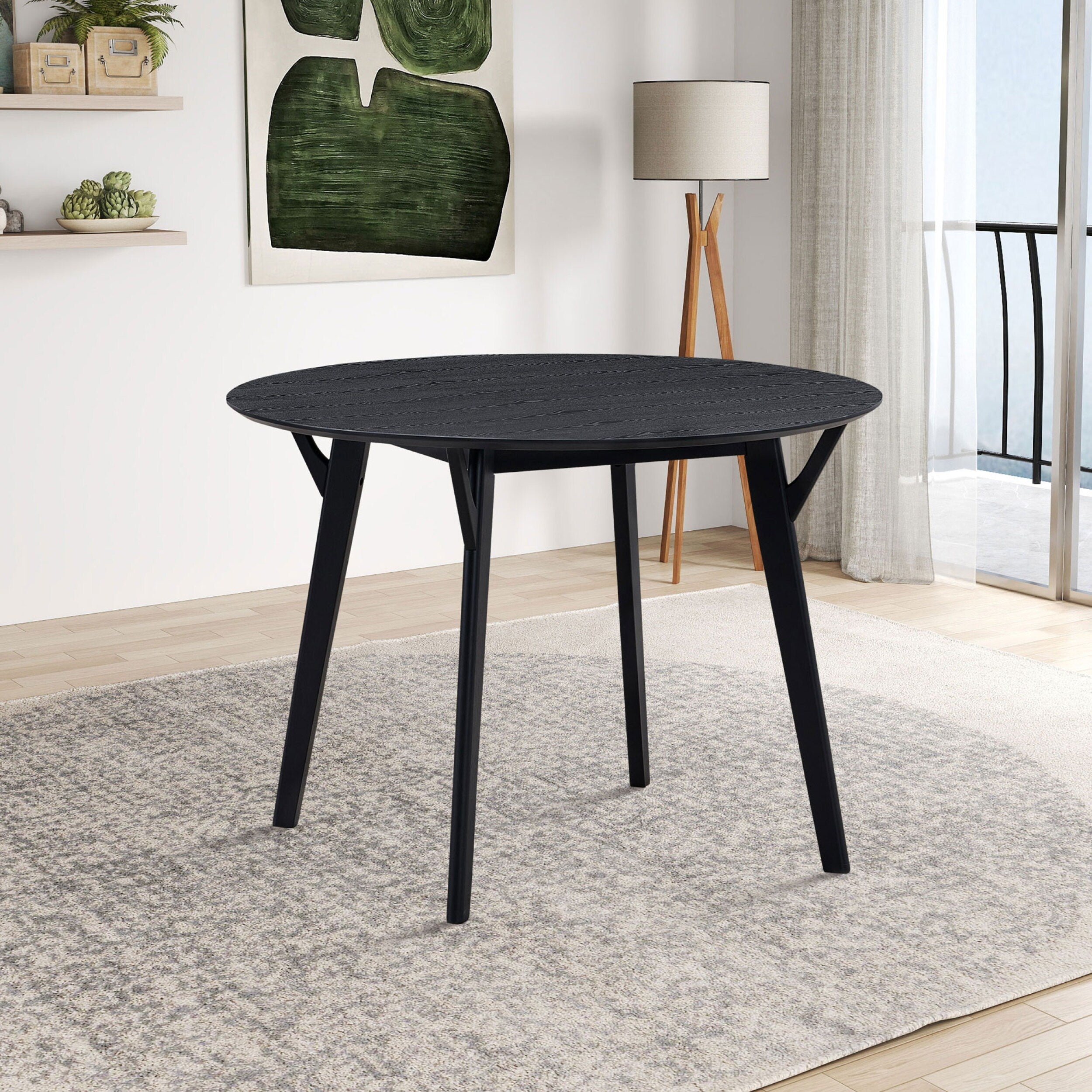 42-Inch Round Dining Table for 4 - Solid Wood & MDF Modern Kitchen Table with Space-Saving Design | Perfect for Small Apartments, Breakfast Nooks & Cozy Dining Spaces