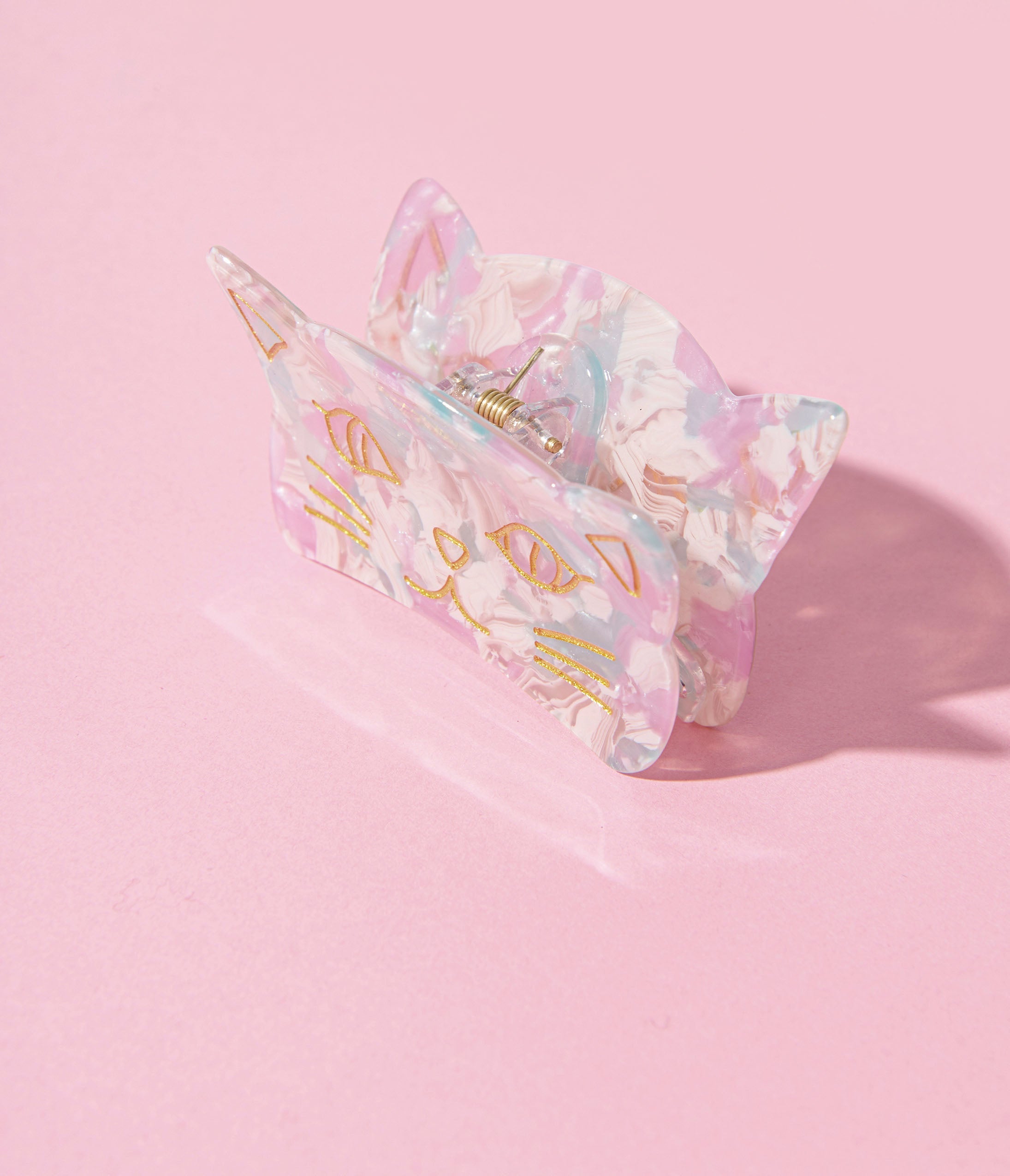 Pastel Marble & Gold Cat Hair Claw Clip - Elegant Hair Accessories for Women, Girls - Perfect for Parties, Weddings, Daily Styling