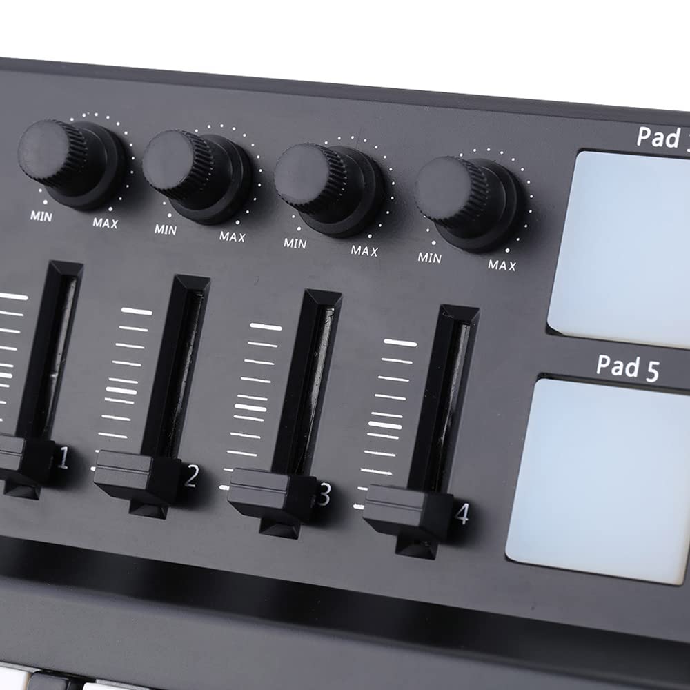 Portable 25-Key Mini MIDI Controller with Drum Pads for Music Production