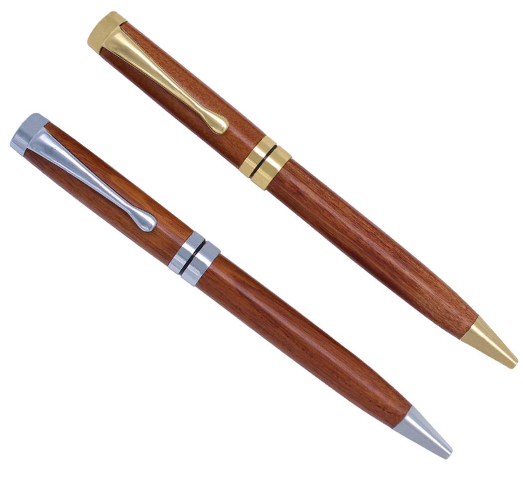 Gullor 2-Pack Handcrafted Wooden Retractable Ballpoint Pens - Premium Writing Gift for Office, School & Business Professionals