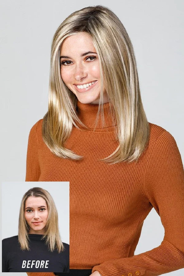 18 Inch Straight Hair Topper for Women - Natural Looking Full Coverage Hairpiece for Thinning Hair - Perfect for Daily Wear, Work & Special Occasions