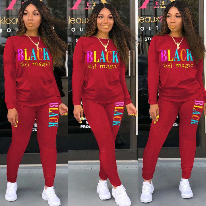 Custom Letter Printing Sports Two-Piece Set for Women - Gym Workout & Yoga Outfit - Perfect for Fitness, Running, and Casual Wear