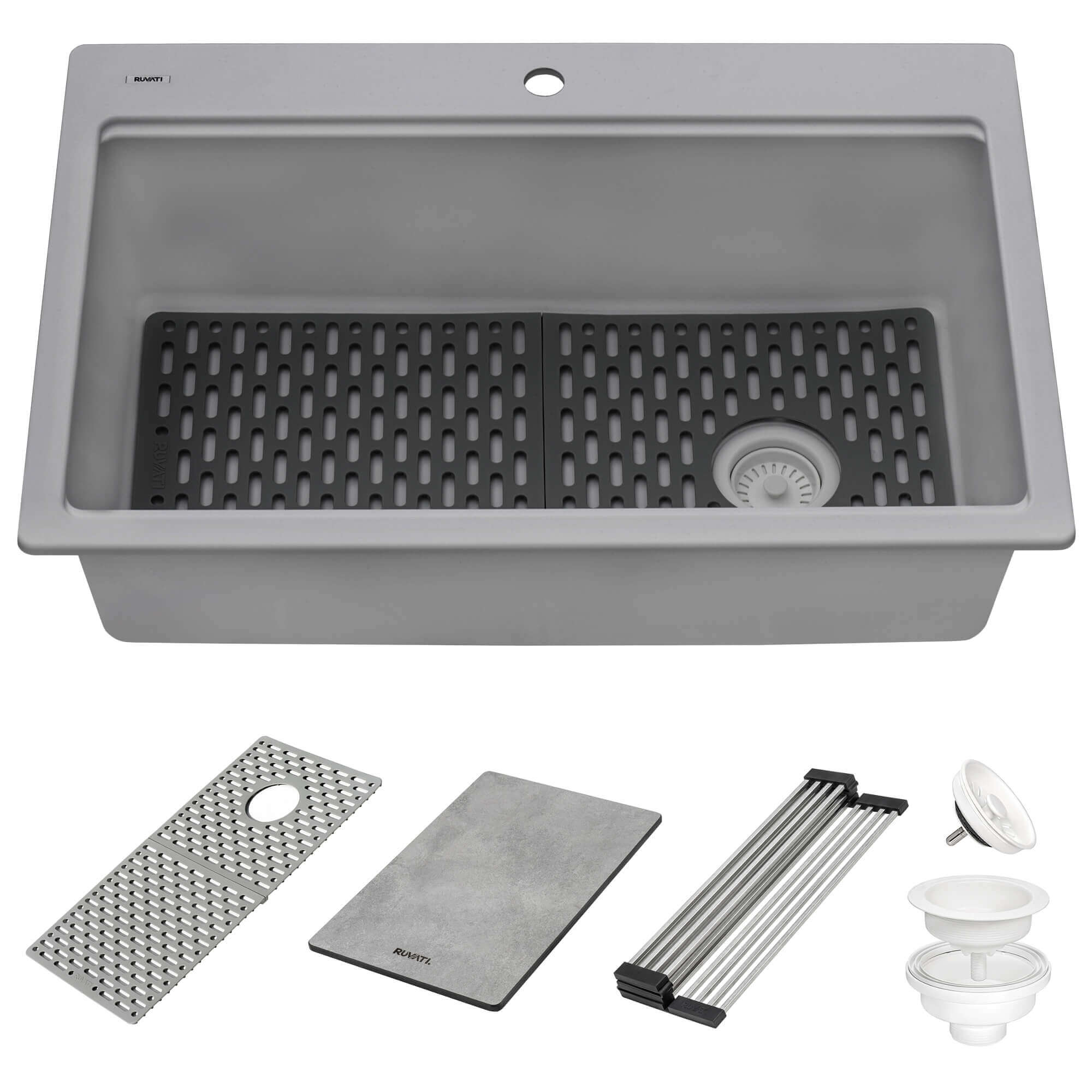 Ruvati epiStage 33-Inch Undermount Granite Composite Kitchen Sink RVG1302UG - Perfect for Modern Kitchens, Food Prep & Dishwashing