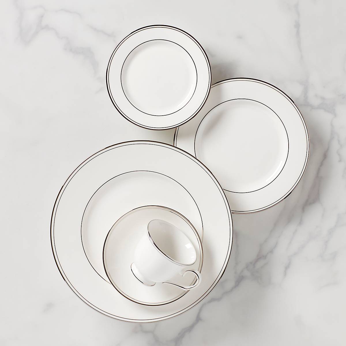 Federal Platinum 5-Piece Dinnerware Set - Elegant Tableware for Fine Dining, Dinner Parties & Special Occasions