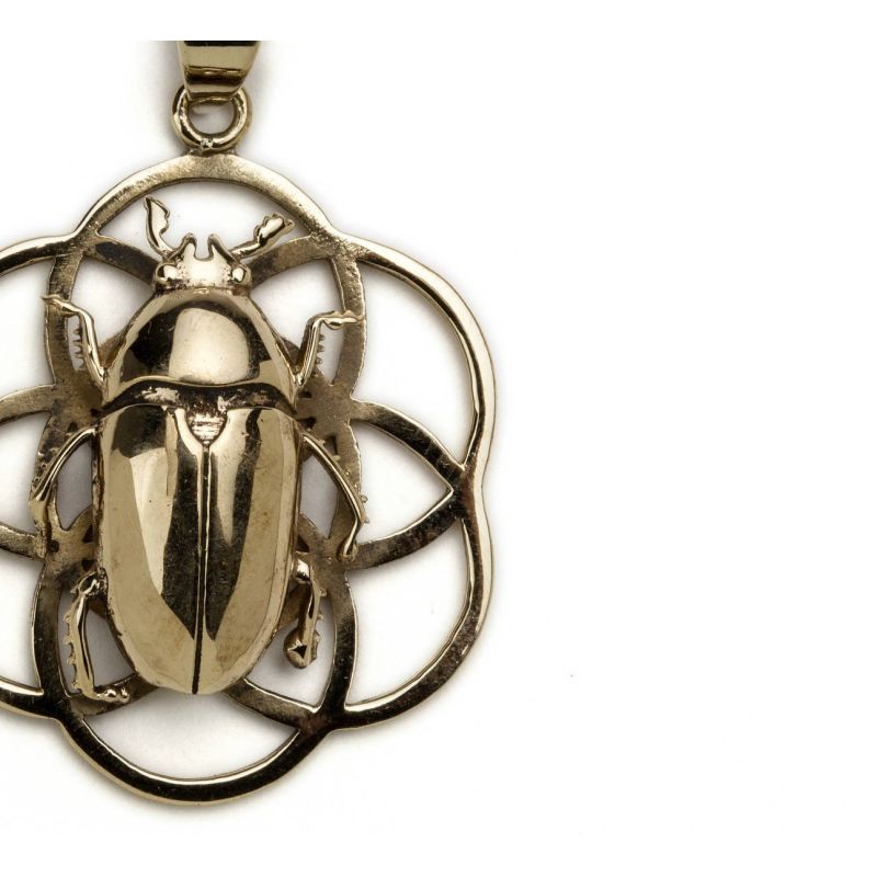 Flower of Life Pendant with June Beetle - Spiritual Jewelry for Women, Stainless Steel Necklace - Perfect for Meditation, Yoga & Energy Healing