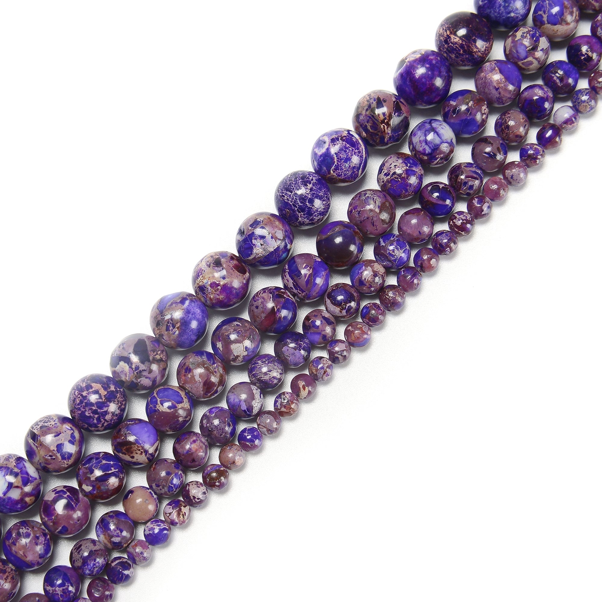 Natural Dark Purple Sea Sediment Jasper Beads - Smooth Round Gemstone Beads 4mm 6mm 8mm 10mm 15.5 Inch Strand - DIY Jewelry Making, Bracelet & Necklace Crafting Supplies
