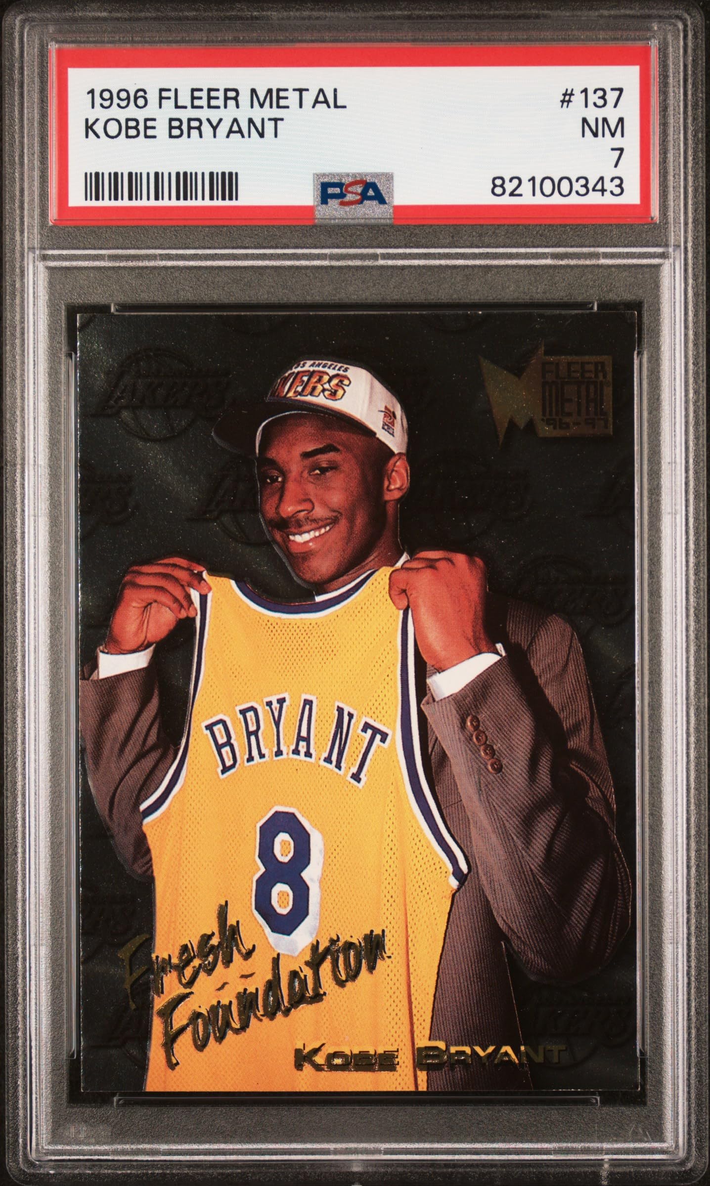 1996 Kobe Bryant Fleer Metal Rookie Card #137 PSA 7 - Authentic Graded Basketball Collectible for Sports Memorabilia & Investment