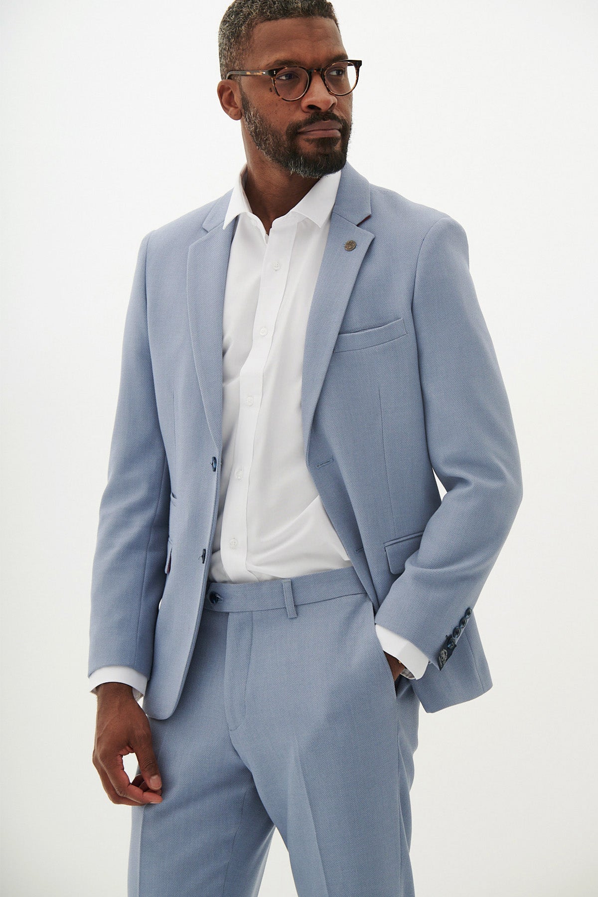 HM5 Sky Blue Tailored Blazer for Women - Slim Fit Business Jacket - Office Wear & Formal Occasions