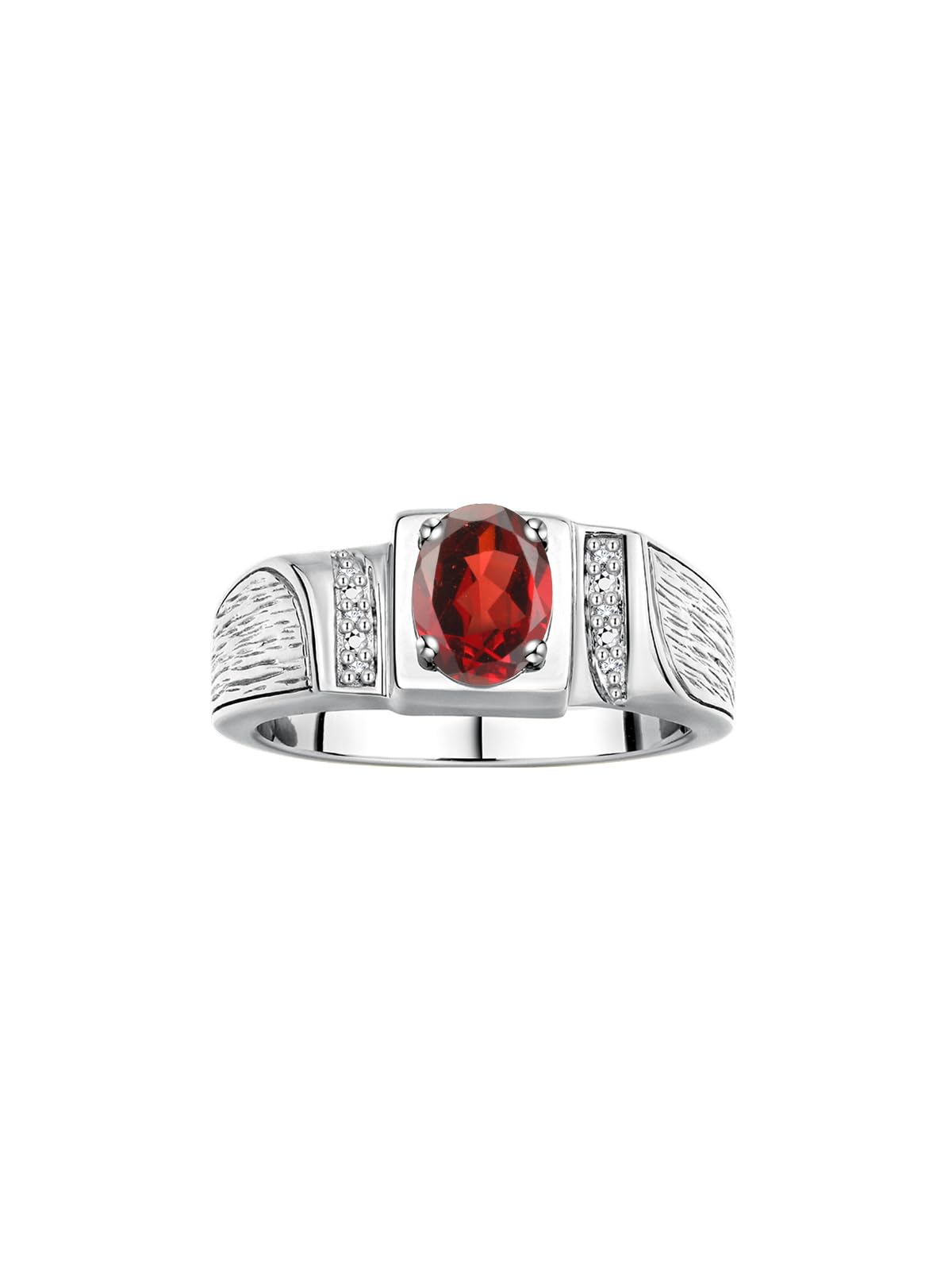 Rylos Sterling Silver Men's Rings with 8X6MM Oval Diamond & Gemstone - Classic Designer Birthstone Rings for Men (Sizes 8-13) - Perfect for Weddings, Anniversaries, and Gifts