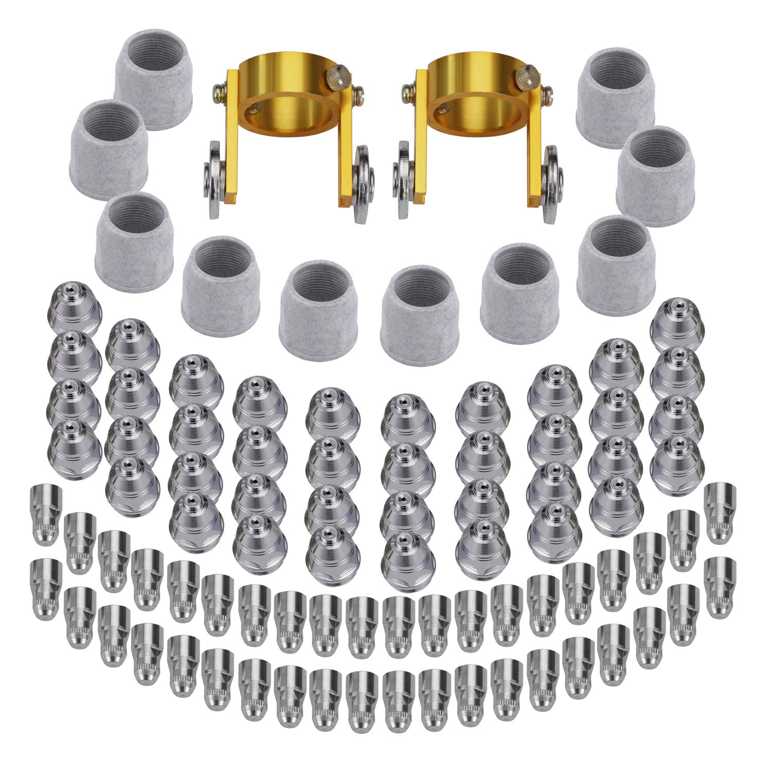 92-Piece 80A-120A Pilot Arc Plasma Cutter Consumable Kit - AP80-92 (20 Electrodes, 20 Shunts, 6 Bakelite Cups, 2 Torch Roller Guides) - Perfect for Metal Fabrication, Automotive Repair & Industrial Cutting