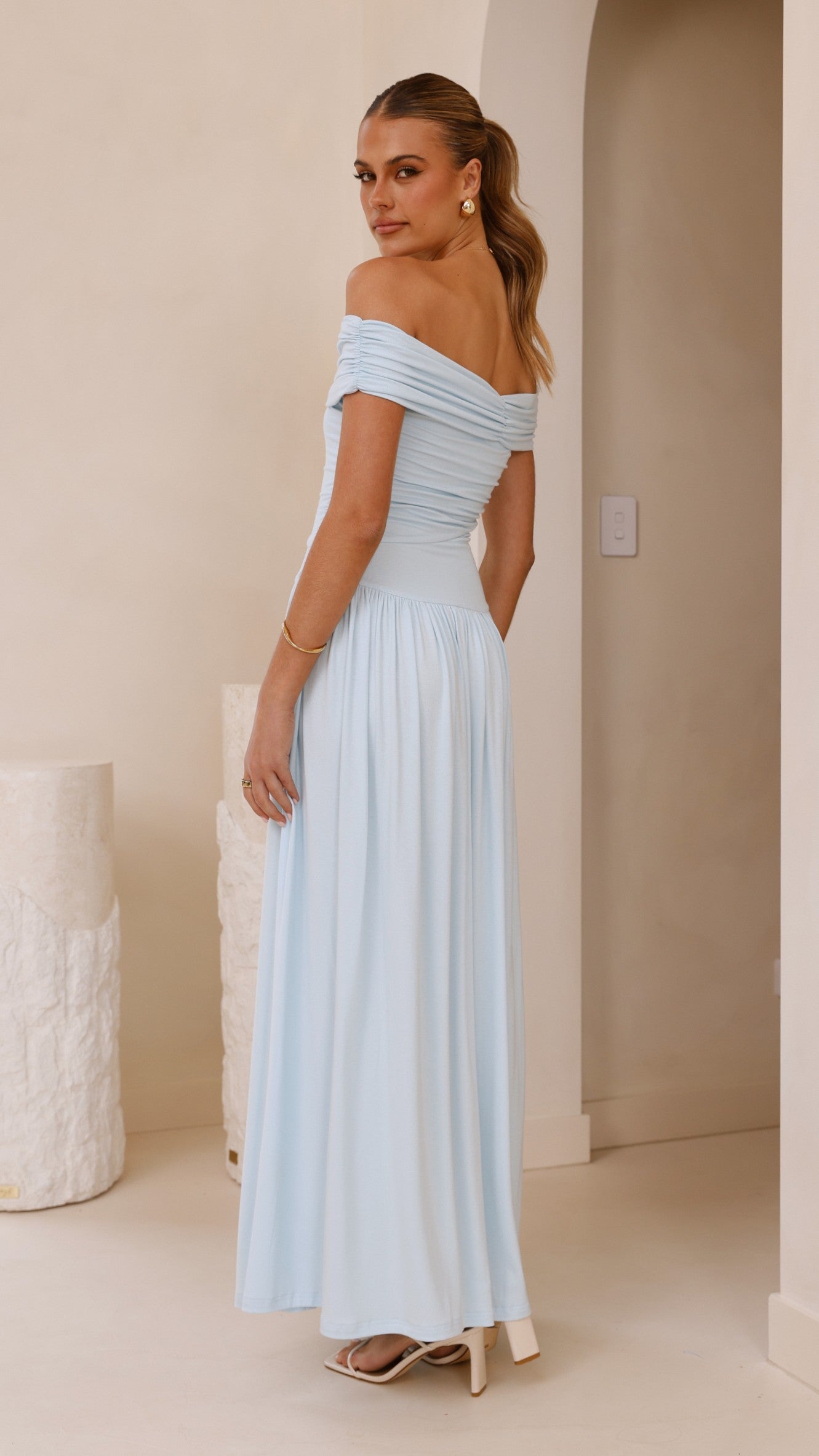 Manalla Maxi Dress for Women - Sky Blue Flowy Long Summer Dress - Perfect for Beach, Vacation & Casual Wear