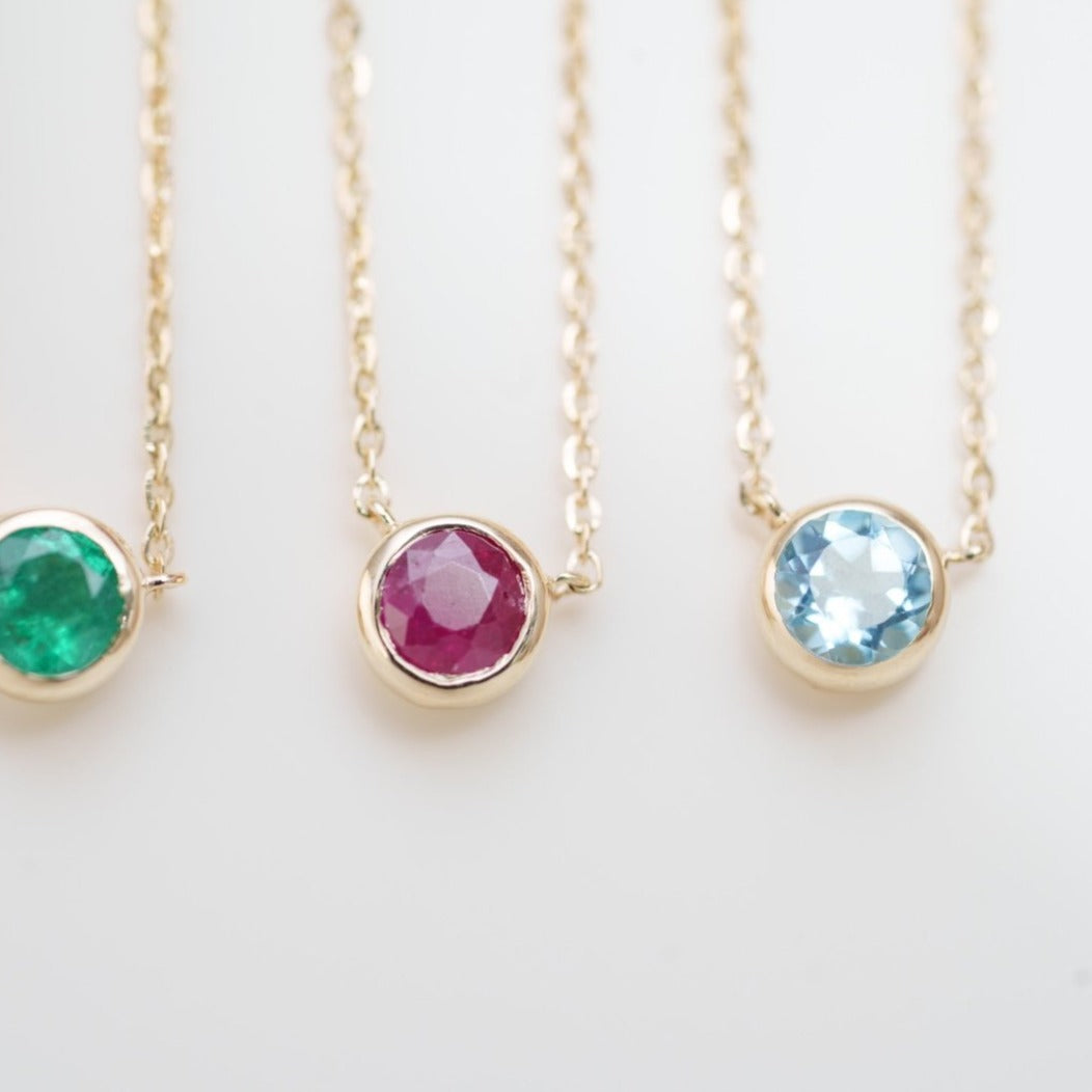 Blue Topaz Station Necklace - 14k Solid Yellow Gold Bezel Set Jewelry for Women | Perfect for Everyday Wear, Gift Giving & Special Occasions