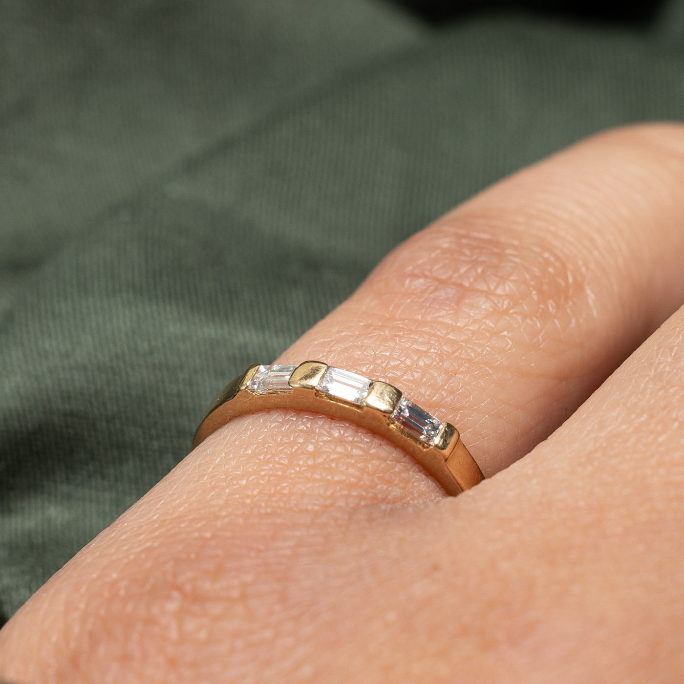 0.21ctw Three Stone Baguette Cut Diamond Wedding Band Ring for Women - Size 5.75 | Elegant Stackable Ring for Bridal, Anniversary & Special Occasions