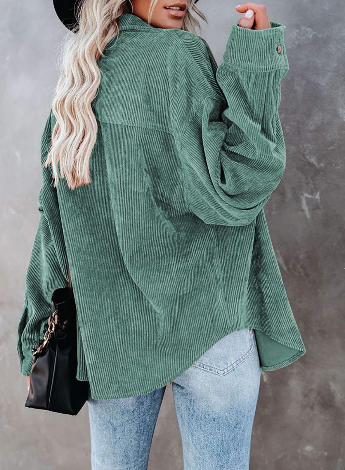 Dokotoo Women's Corduroy Button Down Shirt - Long Sleeve Oversized Boyfriend Blouse for Casual & Work Wear | Fall Winter Fashion Tops