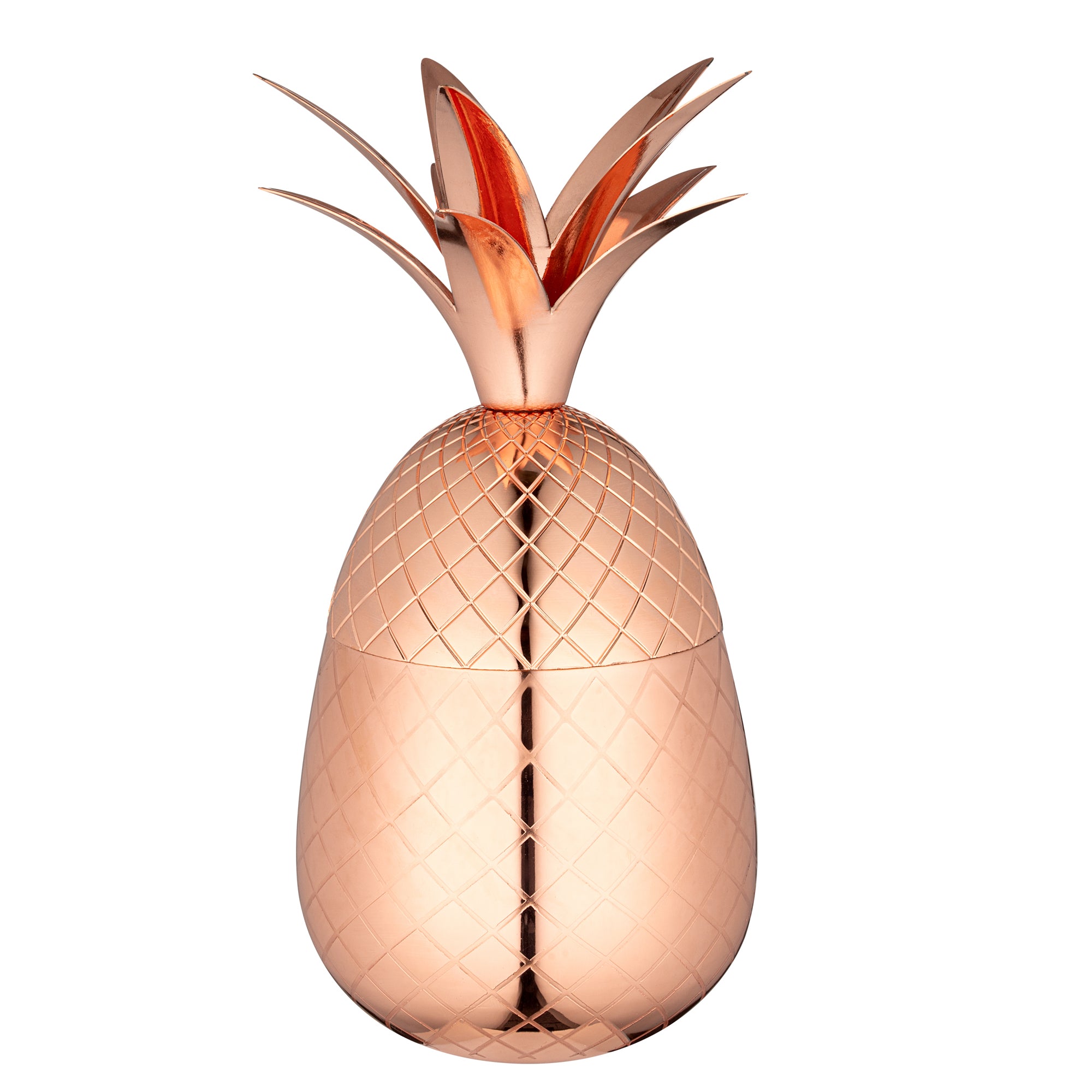 Bar Lux 24 oz Copper Plated Stainless Steel Pineapple Tumbler Cup - Insulated Double Wall Vacuum Flask for Hot & Cold Drinks - Perfect for Beach, Pool, Office & Outdoor Activities (4.25