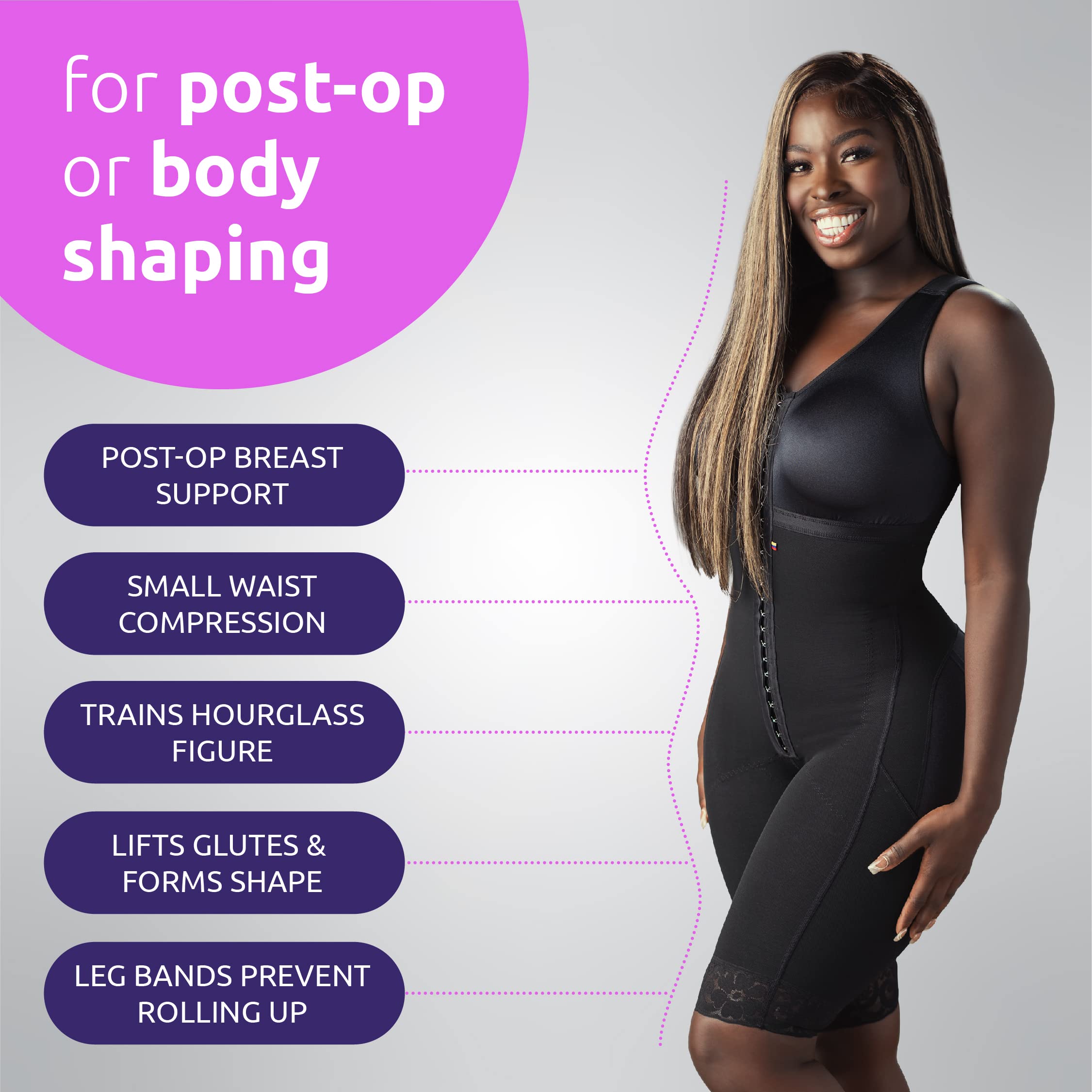 Snatched Body - Women's Stage 1 Faja Colombianas Shapewear with Bra | BBL Post Surgery Compression Garment | Butt Lifting Waist Trainer | Perfect for Postpartum, Weight Loss & Body Contouring