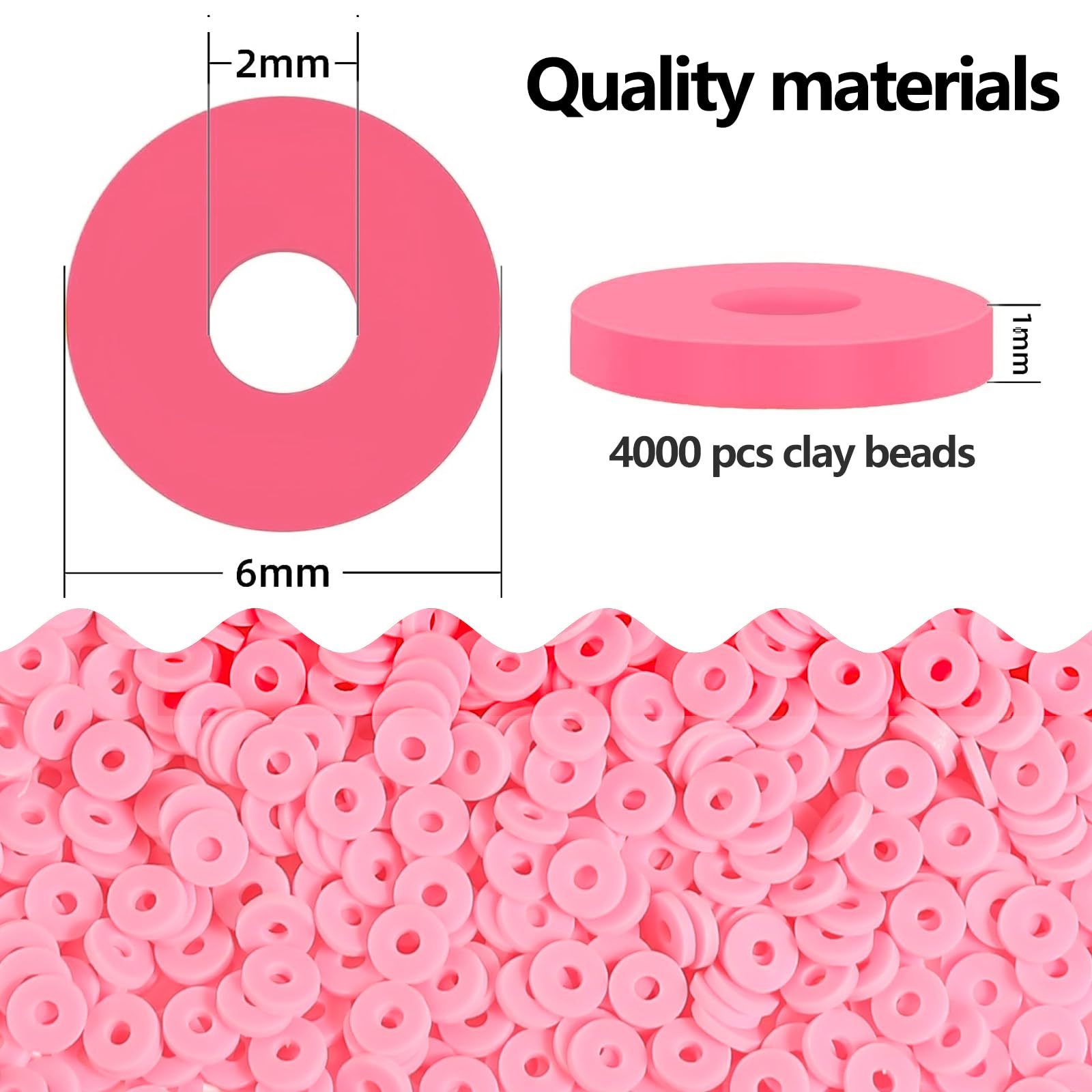 4000 Pcs Pink Clay Beads for Jewelry Making - Flat Round Polymer Spacer Heishi Beads for DIY Bracelets, Necklaces & Earrings - Perfect for Crafting, Gifts & Boho Style Accessories
